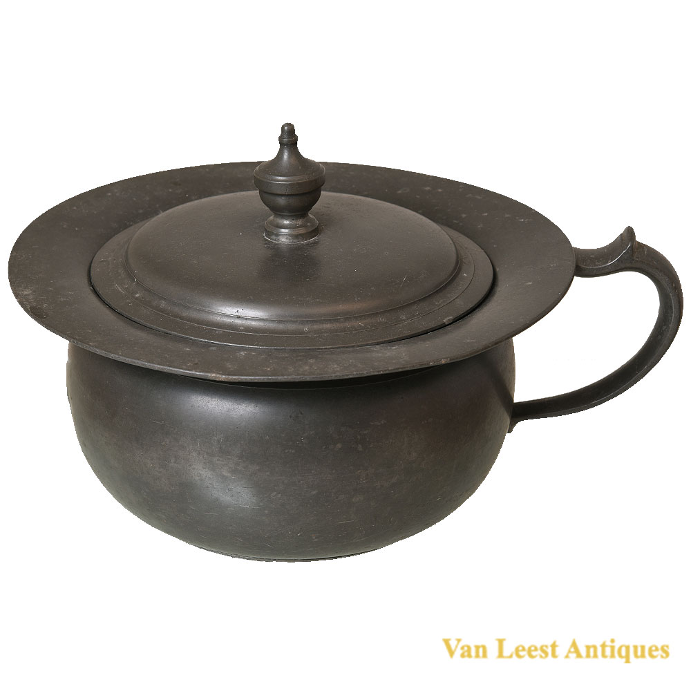 Pewter chamber pot with makers marks
