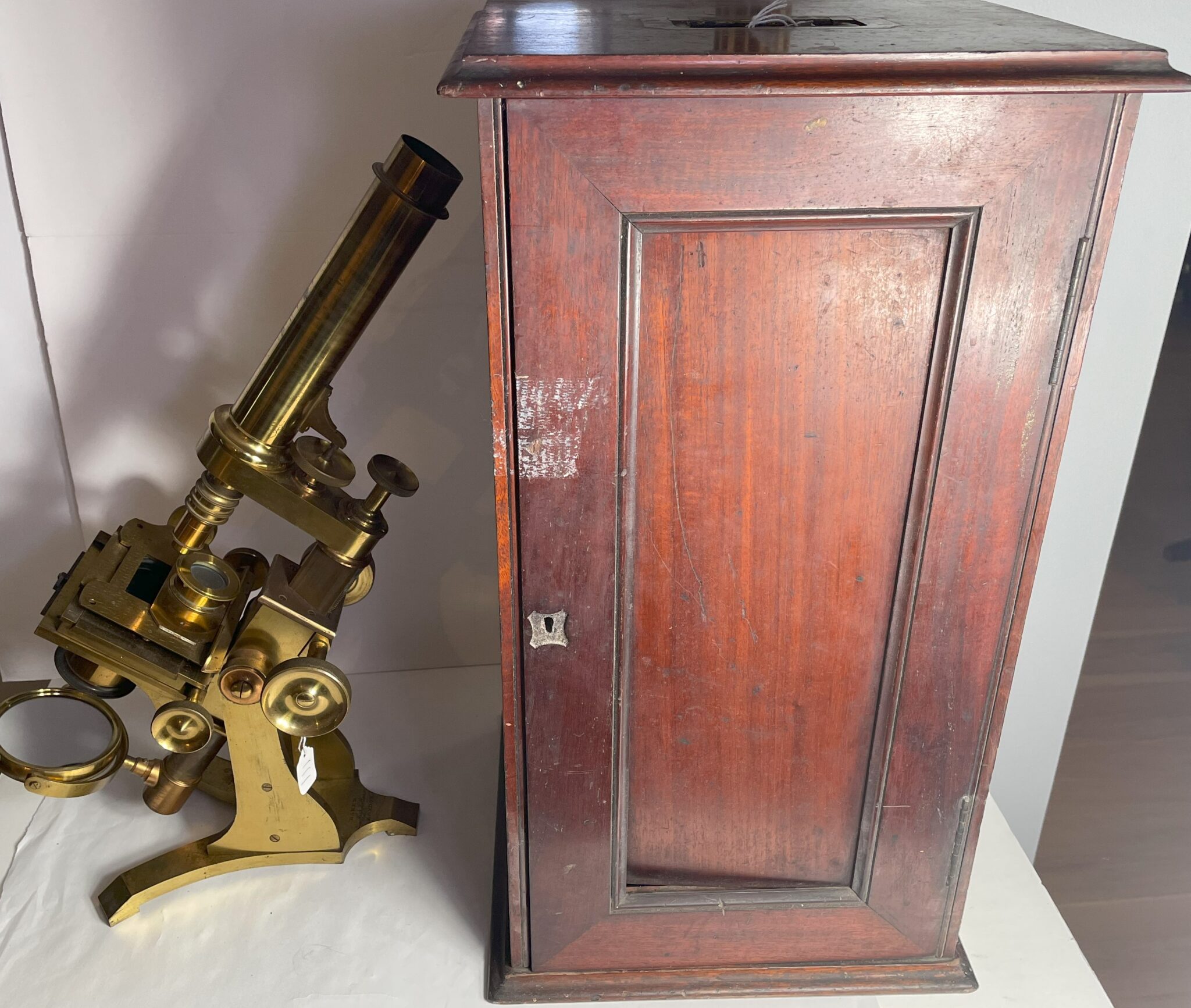 Cased Charles Baker Microscope with number 1 stand.