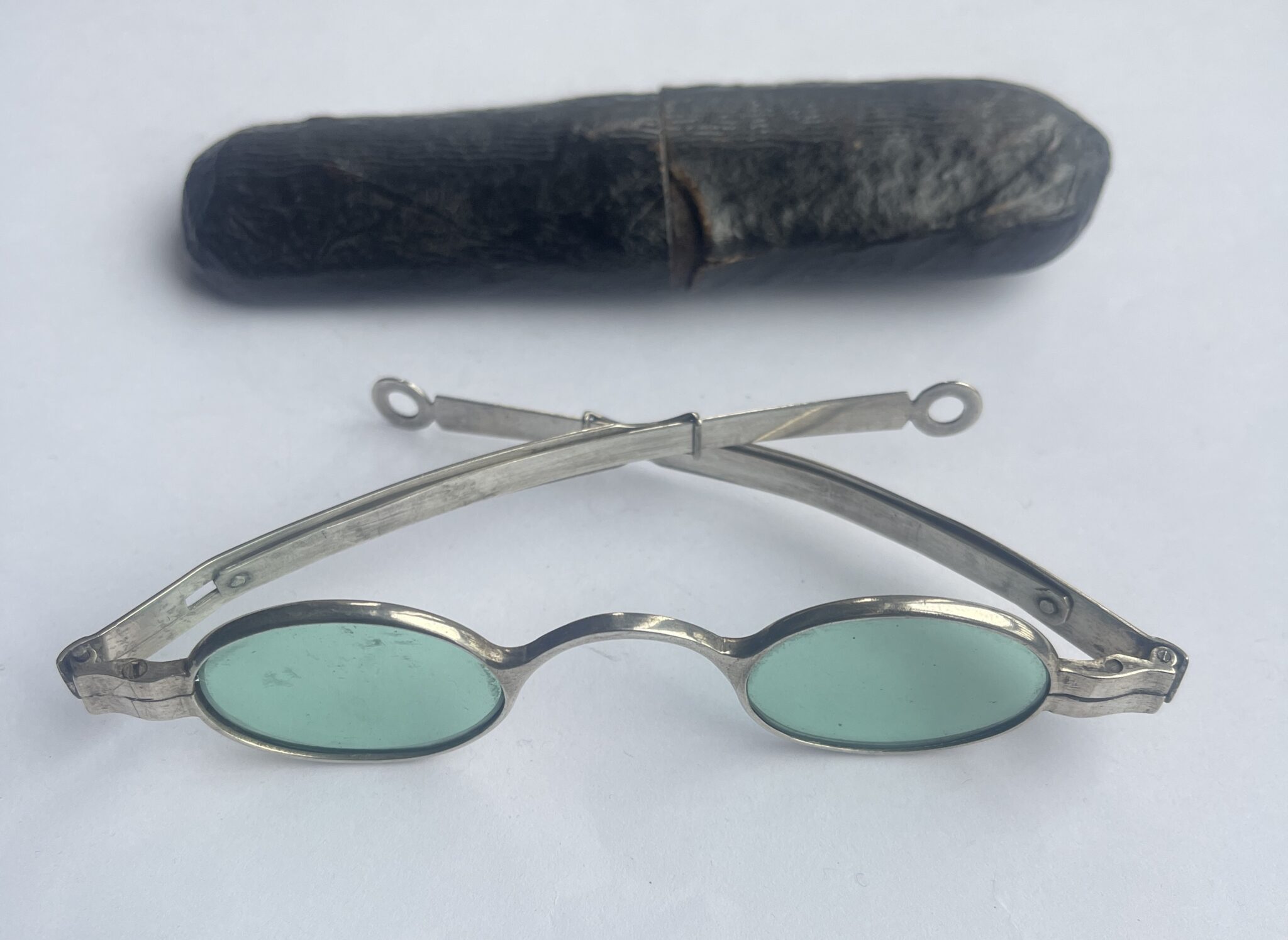 A Silver 18th century, pair of Spectacles with extending arms.