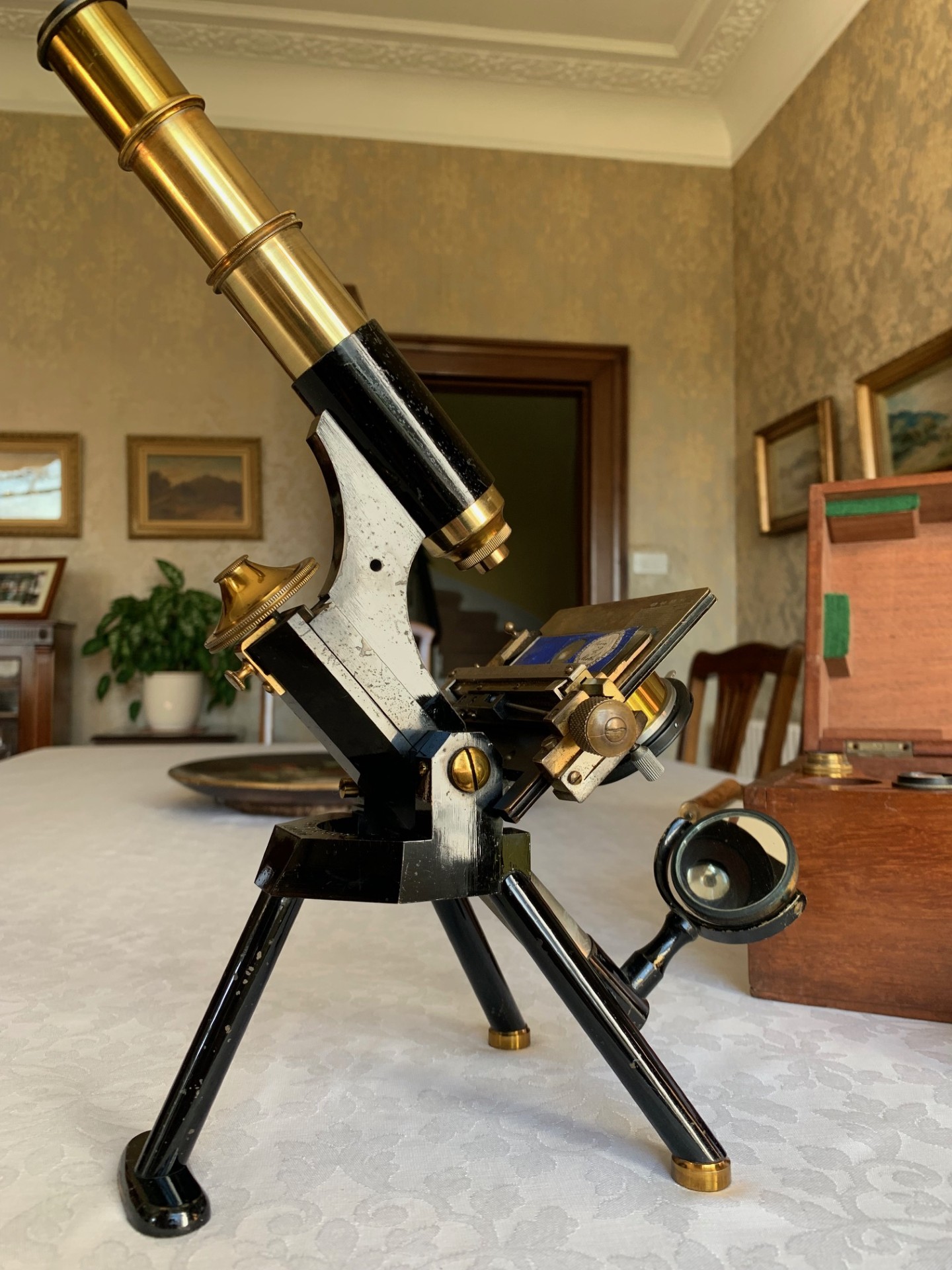 Antique J. Swift & Son Histological & Physiological Microscope with Roller-stage – c1900, Cased