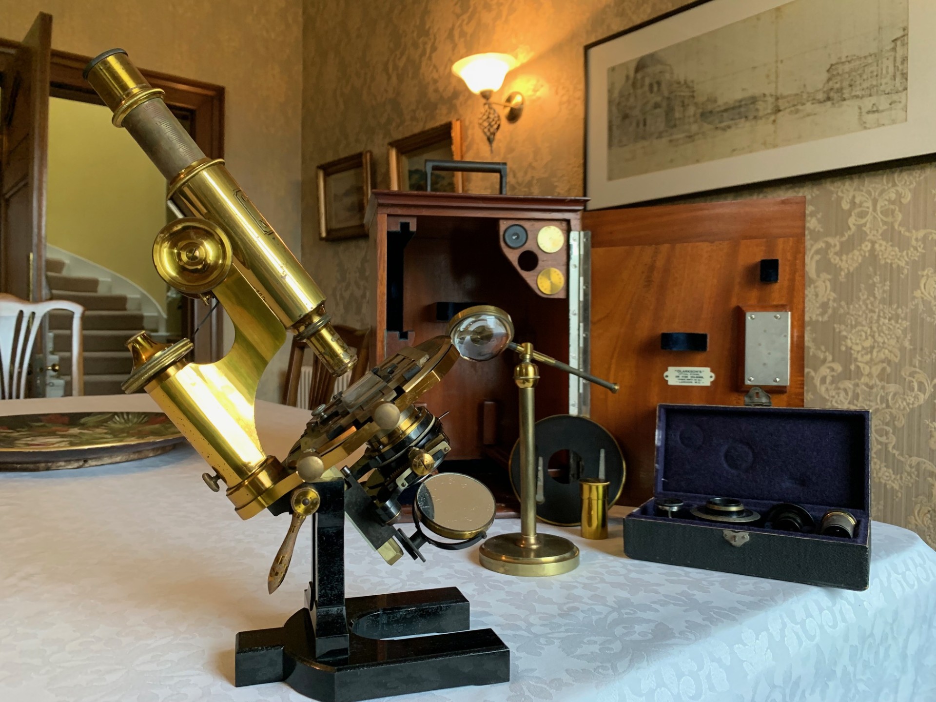 SOLD – Antique Carl Zeiss Model 1a Microscope & Polarising Accessories – c1888, Cased
