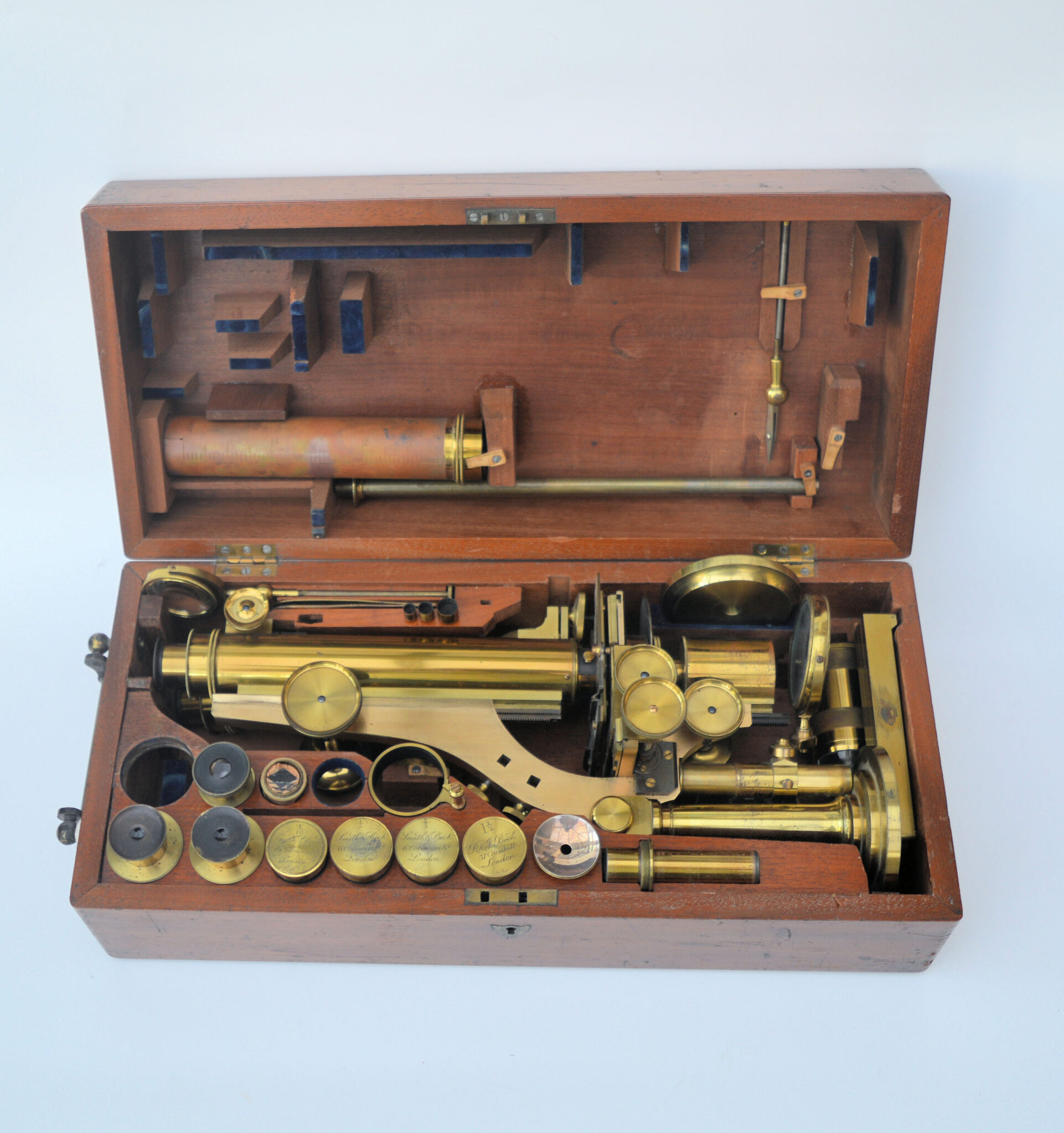 SOLD – Smith and Beck binocular microscope in case.