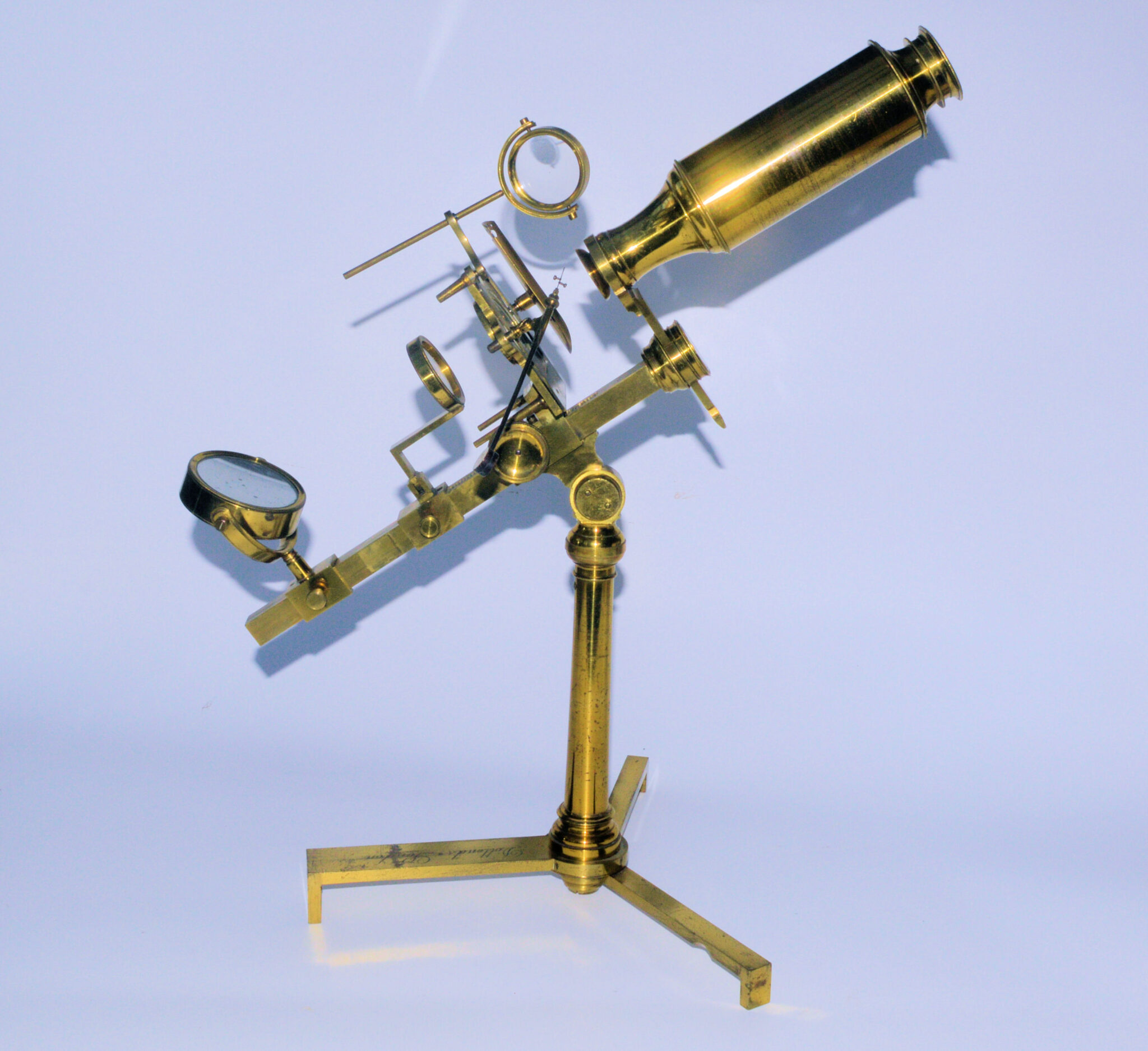 SOLD – Large Jones improved brass microscope by Dollond. No case.