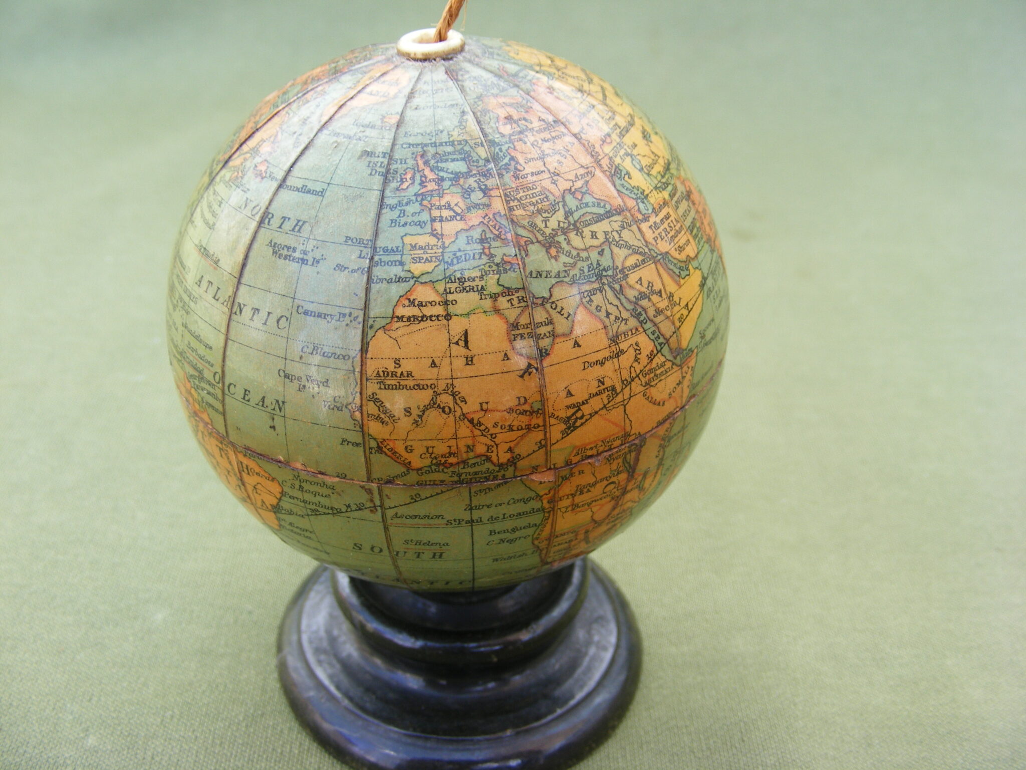 THREE INCH TERRESTRIAL GLOBE/STRING BOX