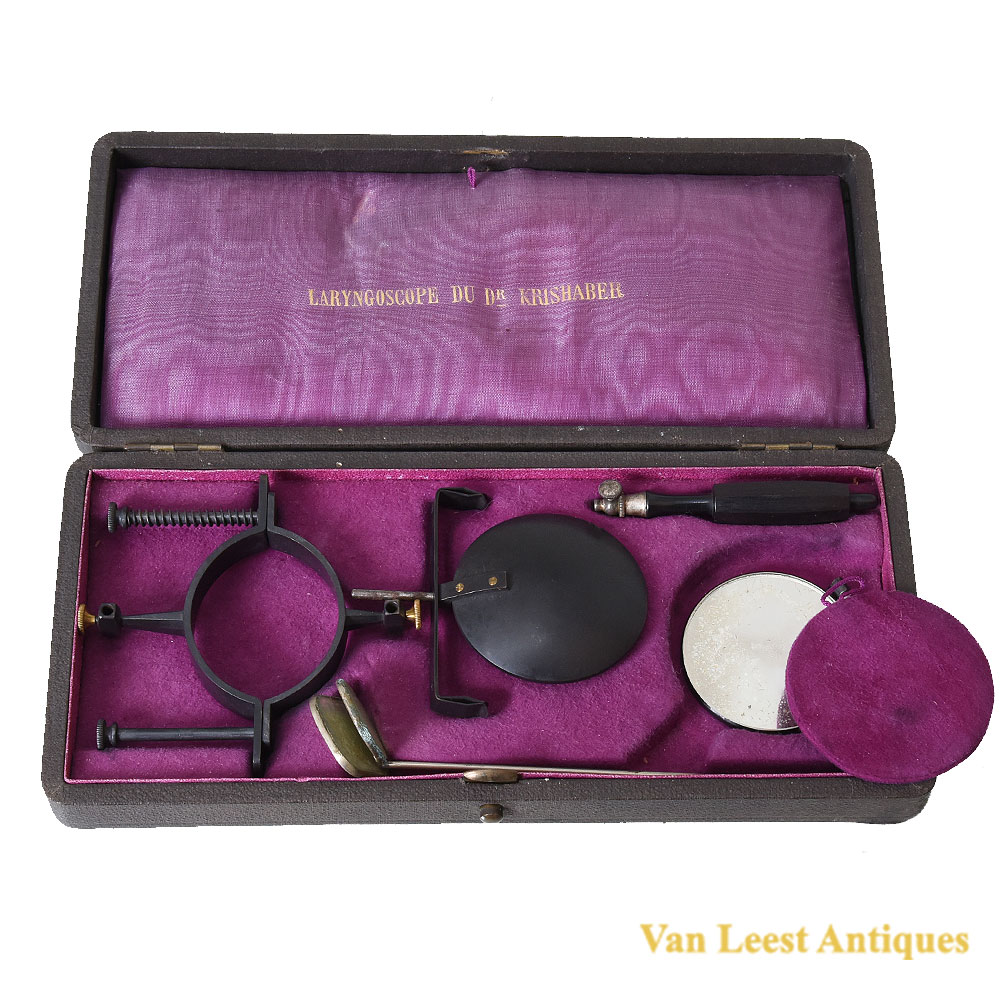 Dr. Krishaber’s Laryngoscope set, c. 1865