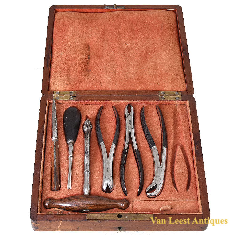 Dental surgery set in walnut case, c.1865
