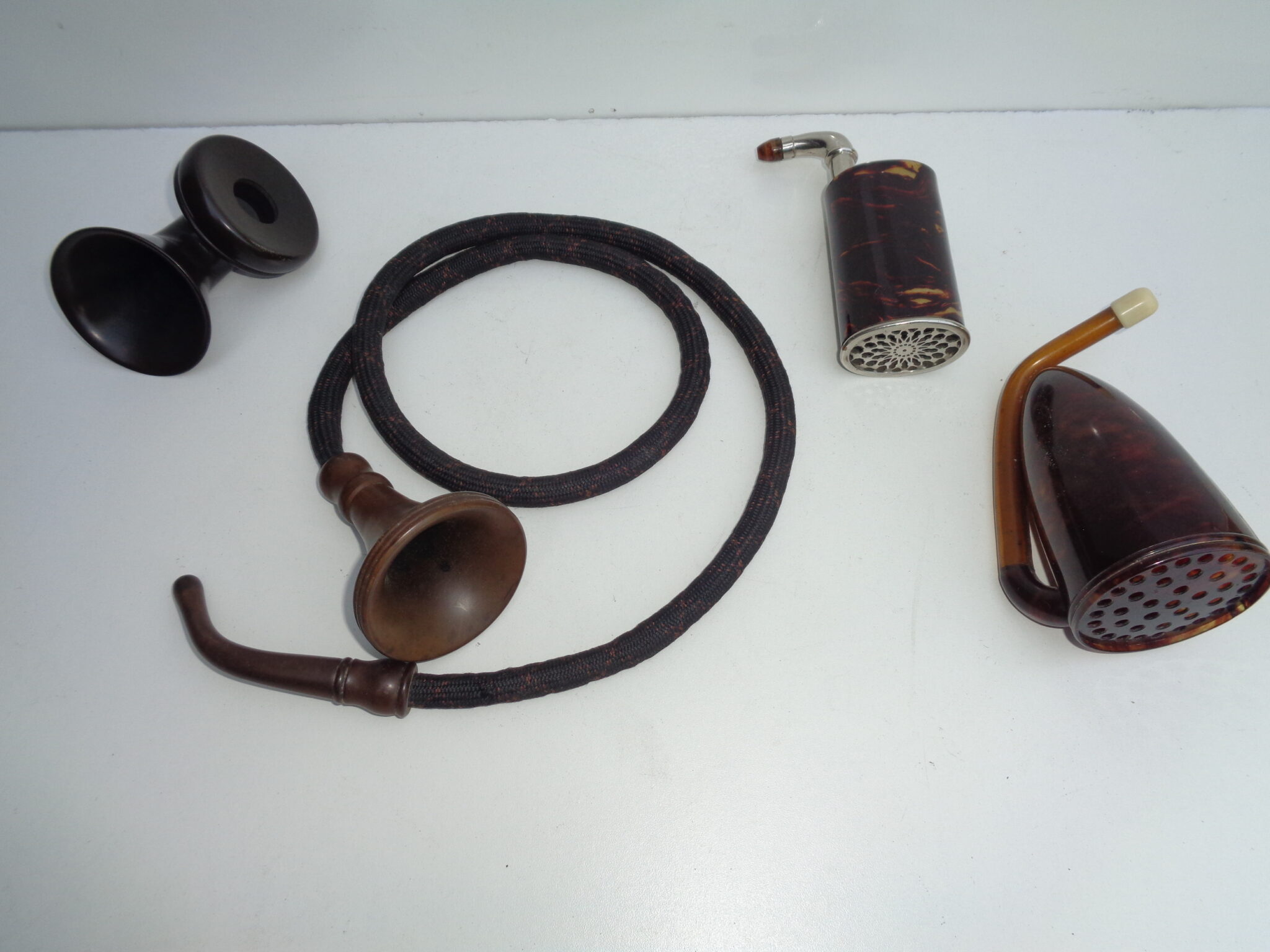 Collection of hearing devices ear trumpets from Boston and Paris, among others,
