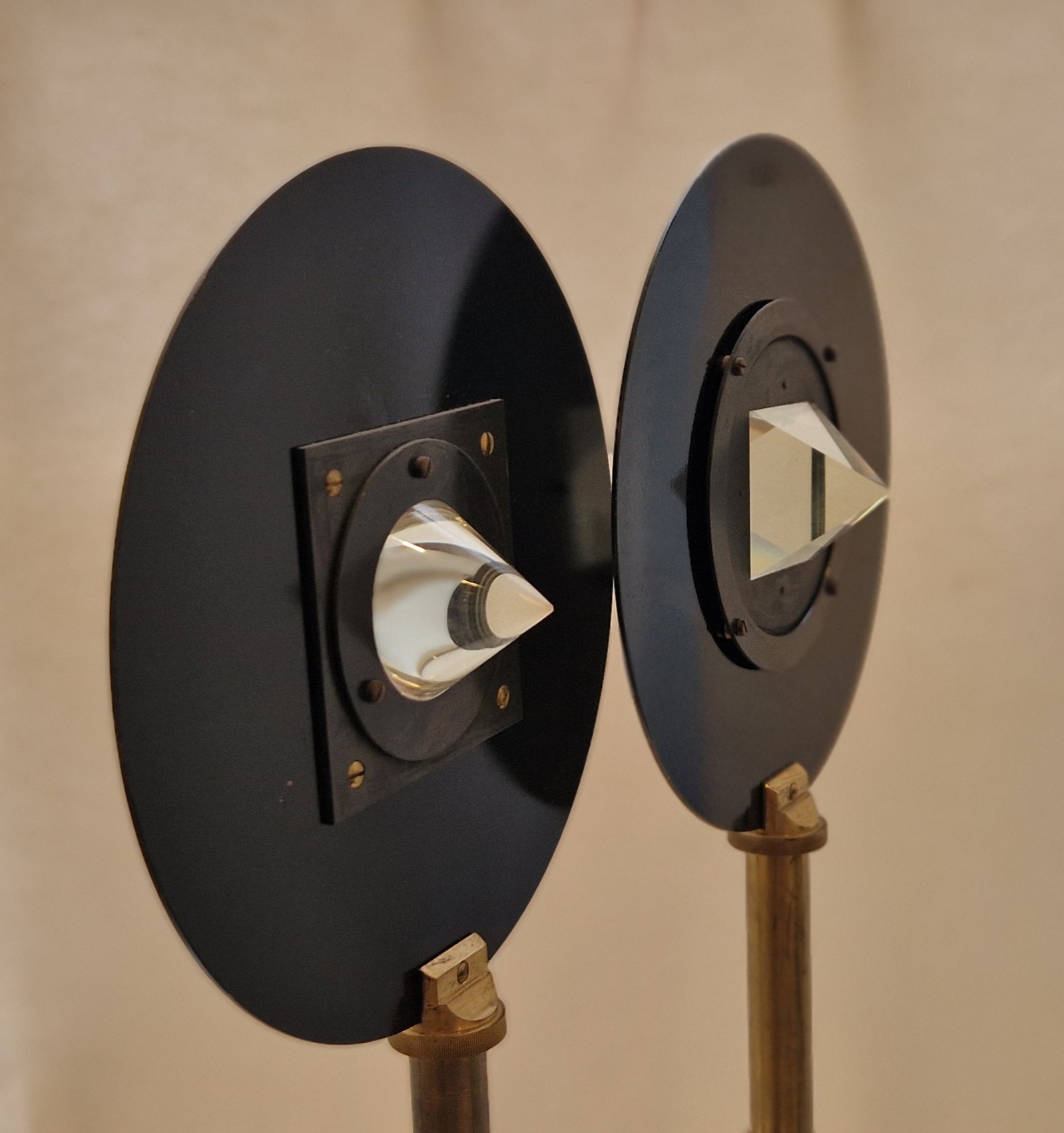 A set of two rare conical and pyramidal prisms, circa 1890