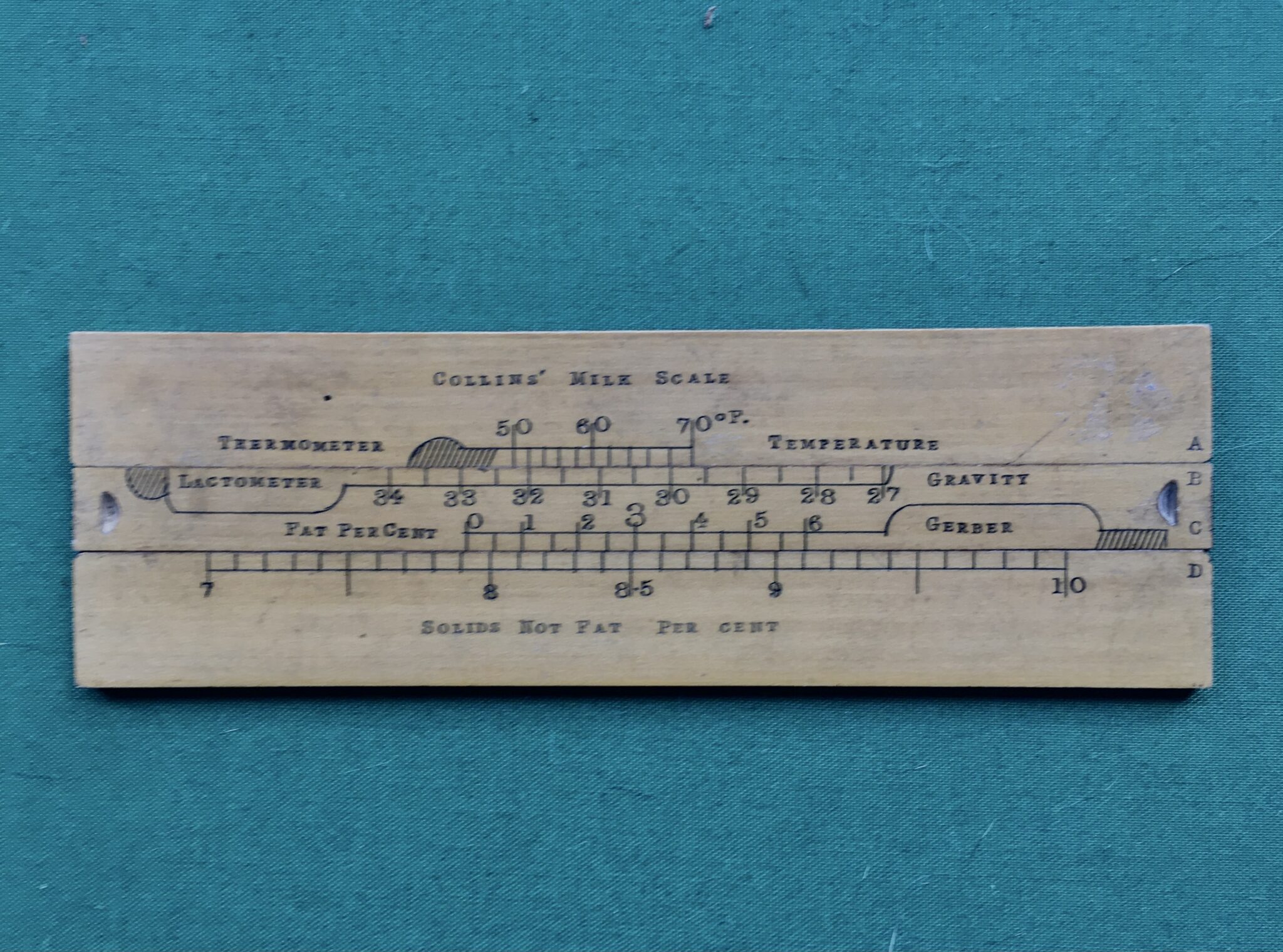 Unusual Boxwood Slide Rule “Collins Milk Scale”