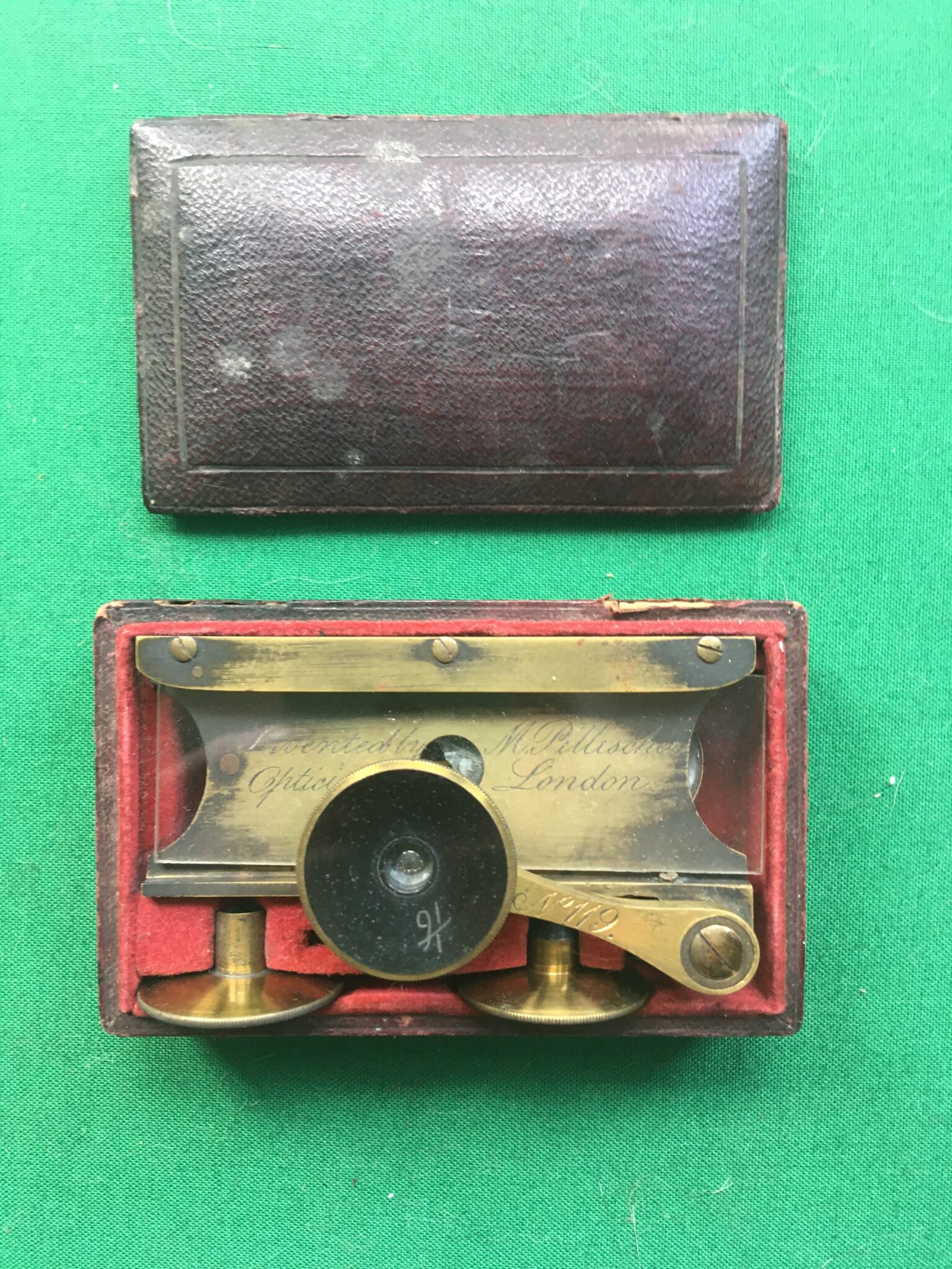 Rare Pillischer Pocket Portable Lenticular Microscope