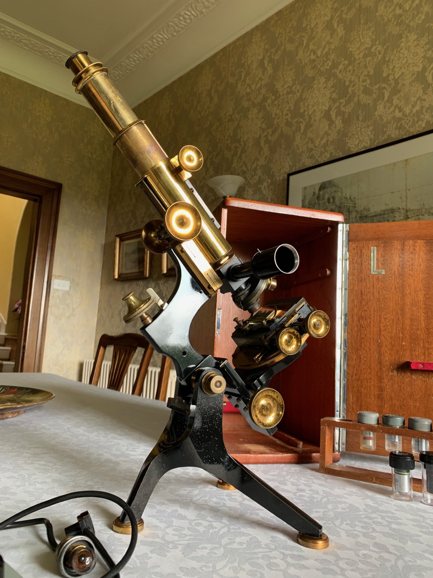Antique Watson Van Heurck Reflected Light “Mint Metallurgical” Microscope c1917, Cased