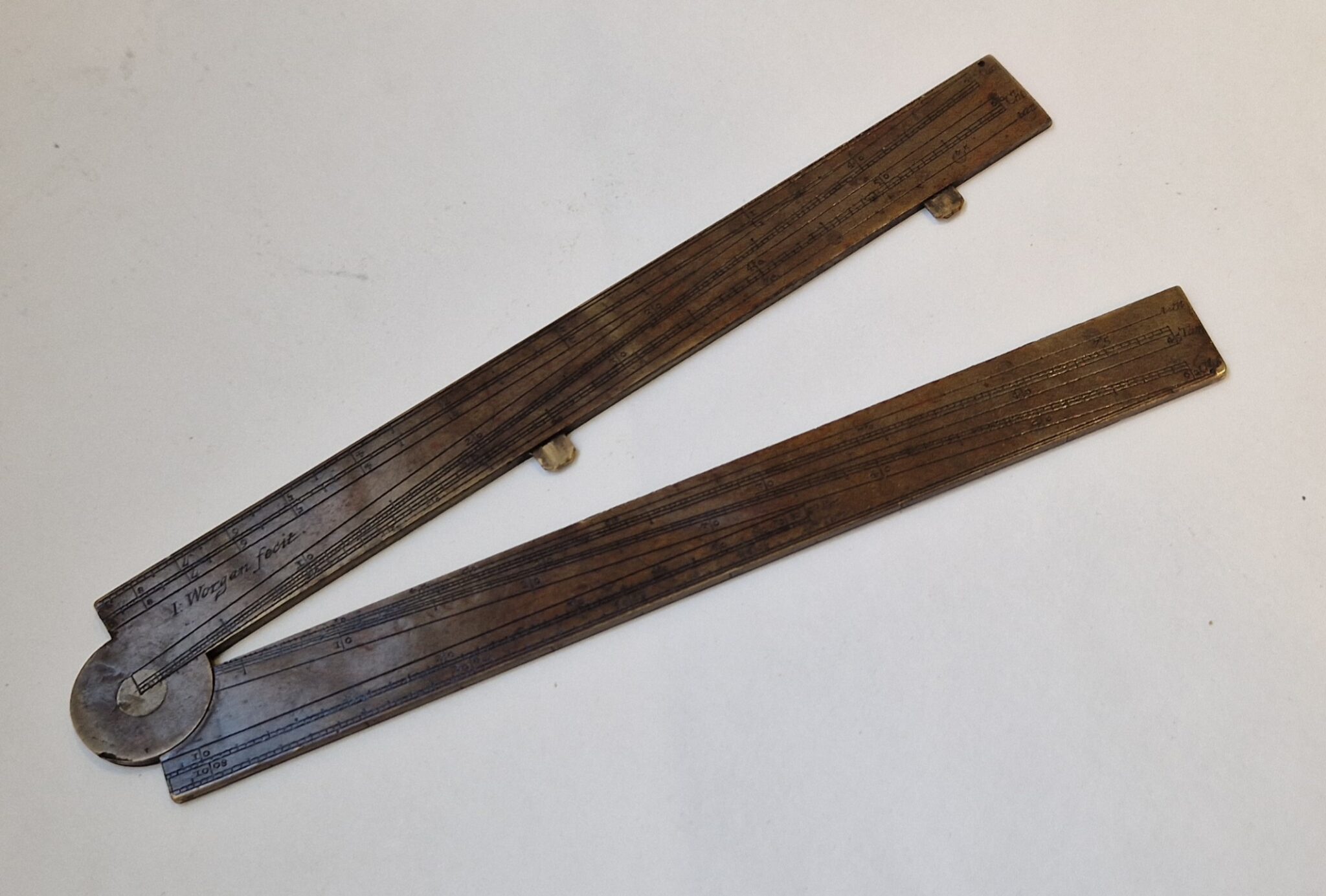 Rare innovative English Brass sector by John Worgan, circa 1697
