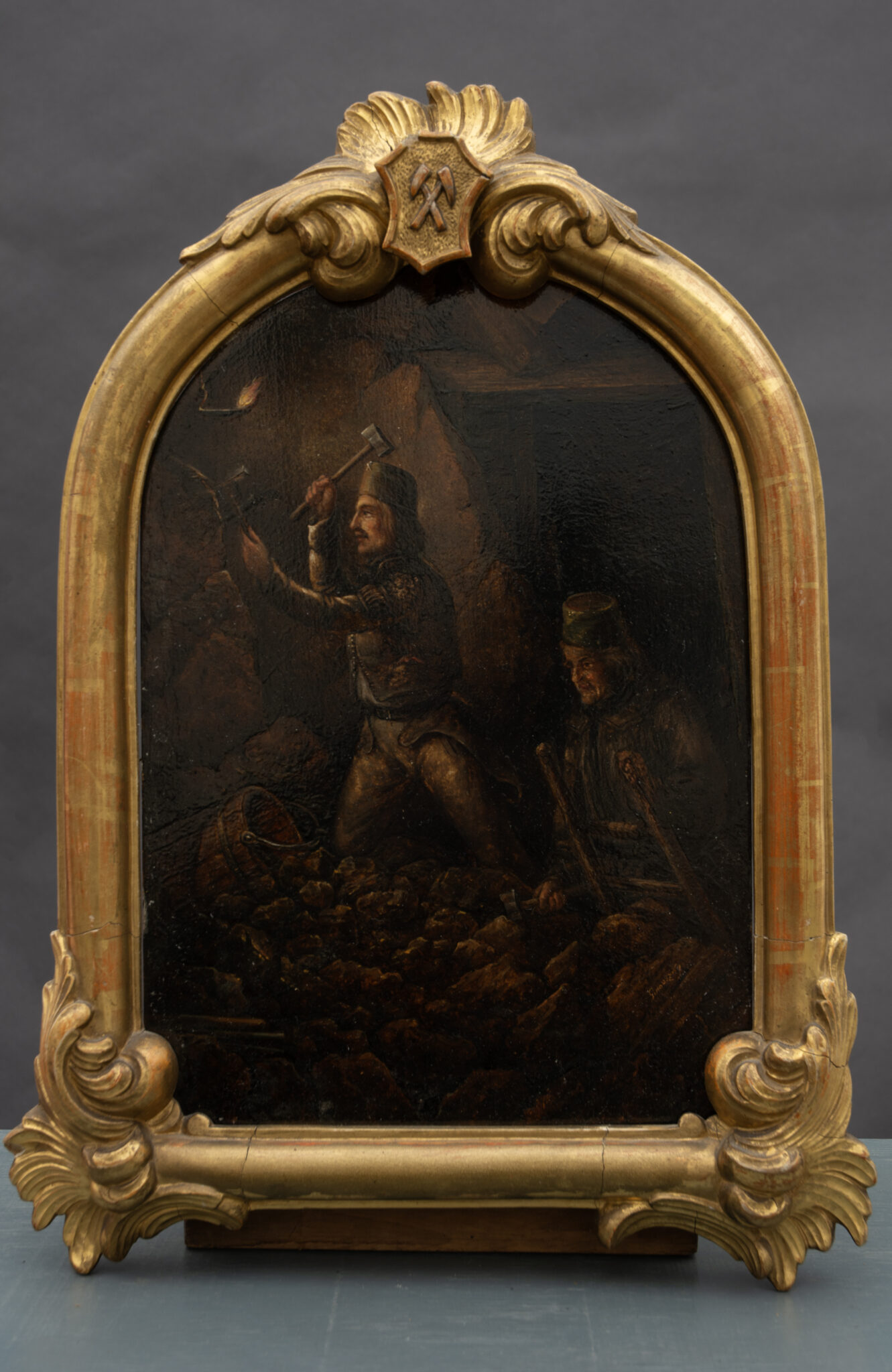 Austrian Miners – a 19th century Biedermeier painting by Josef Ginovszky – Leoben