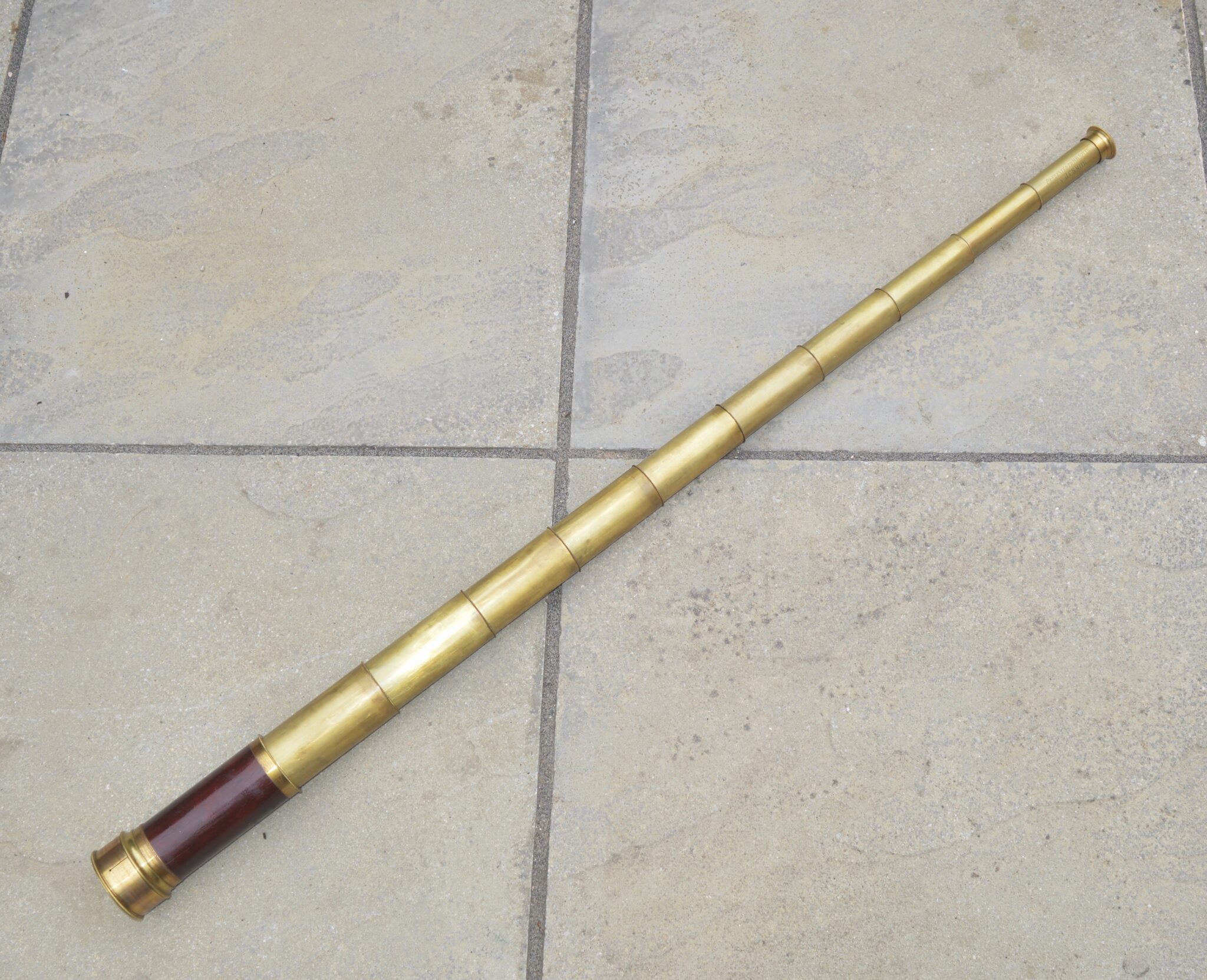 A large hand held 10 draw French presentation telescope
