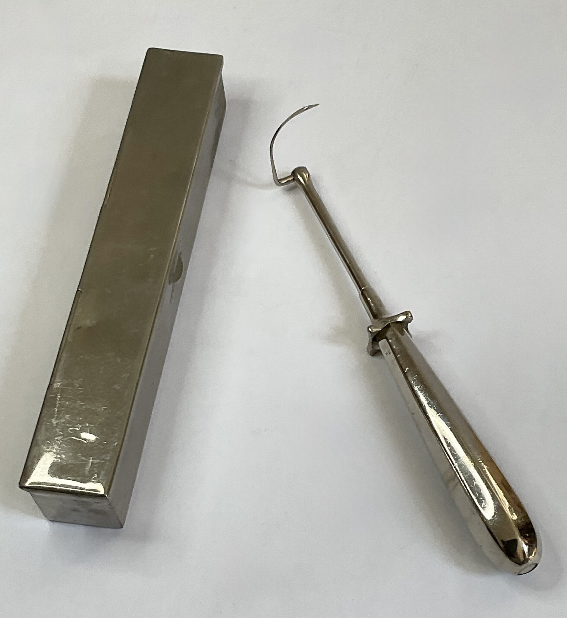 Antique cased needle holder, surgical instrument, medical, late 19th century.