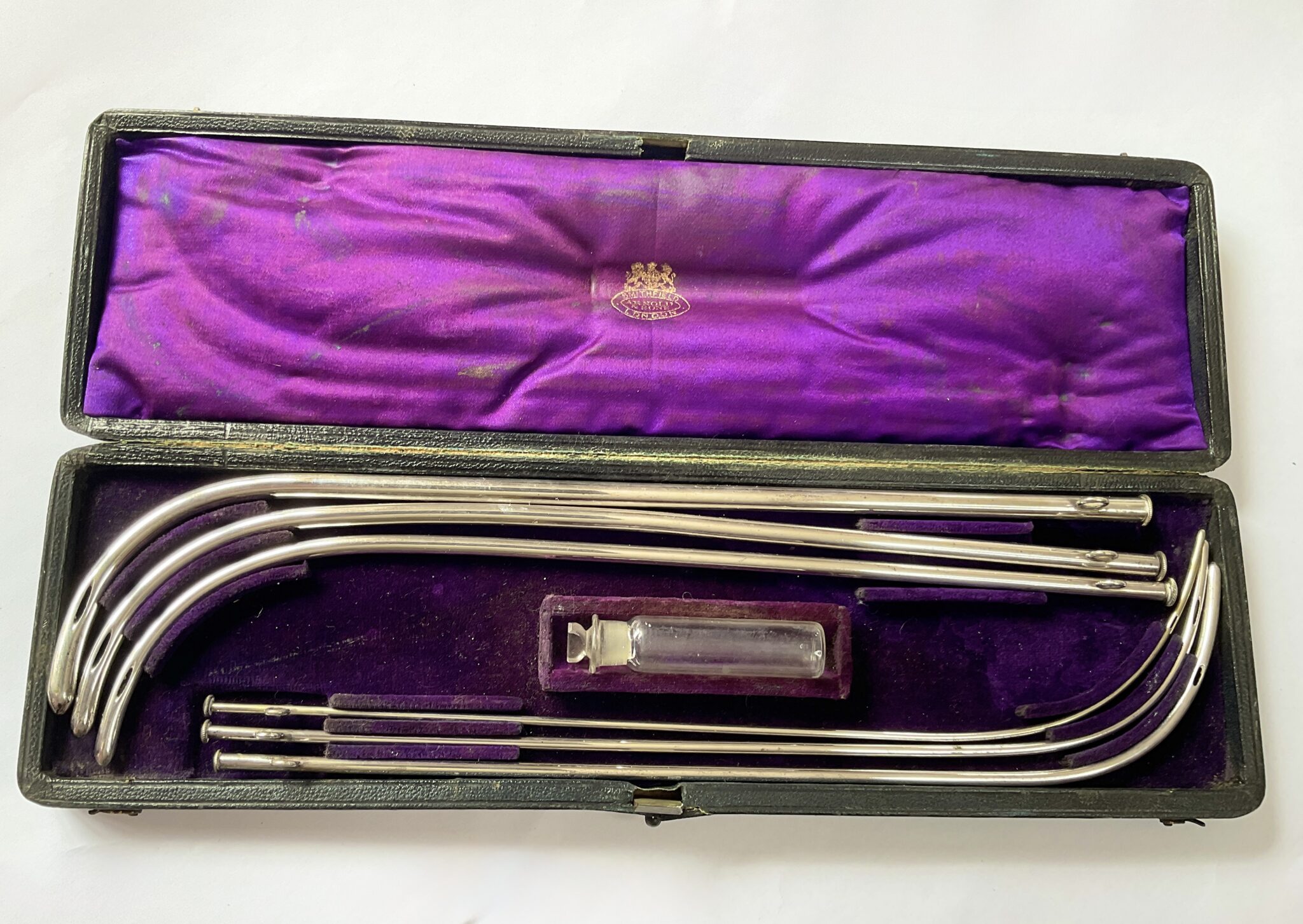 Cased set of silver catheters, c1880.