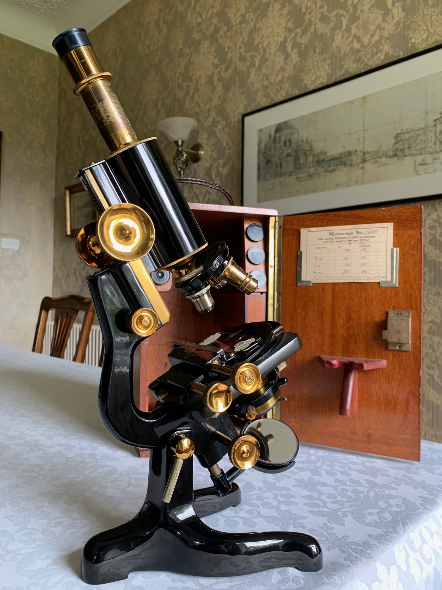 Vintage W. Watson & Sons Ltd – Bactil Monocular Brass Microscope – c1927, Cased