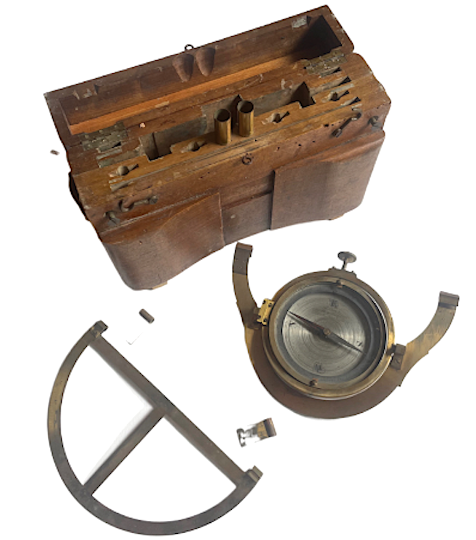 Miner Compass  By Ingénieur Chevallier Place Du Pont Neuf 13 Paris C. 1842 in has portable case