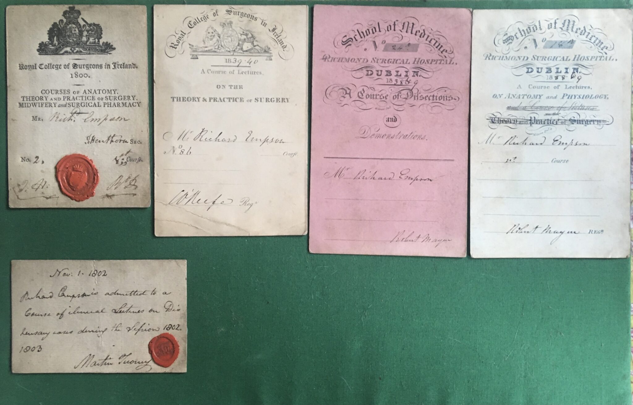 Nine Attendance Cards for Medical Lectures