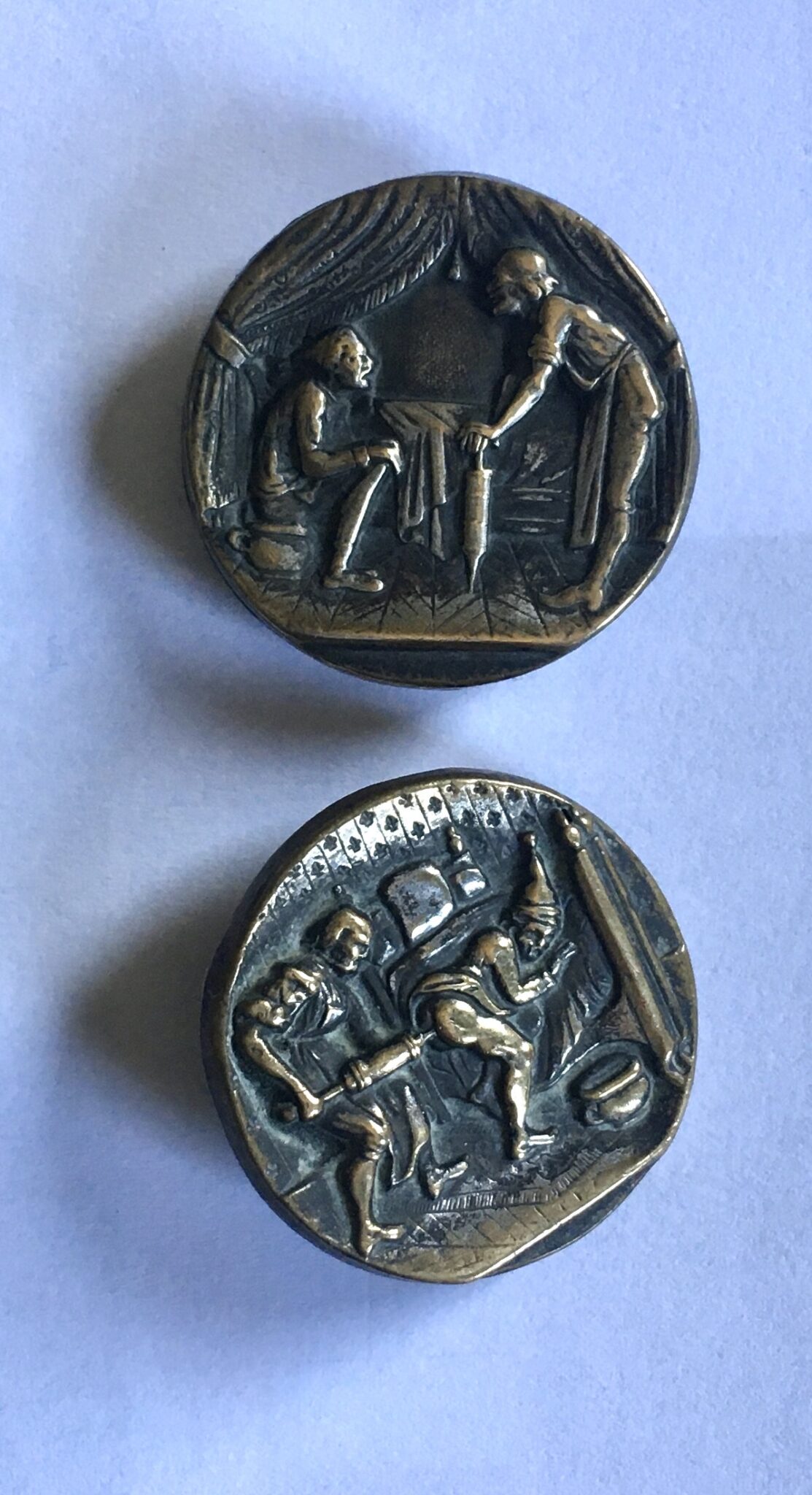 A Pair of Enema Buttons satirising Louis XIV love of enemas