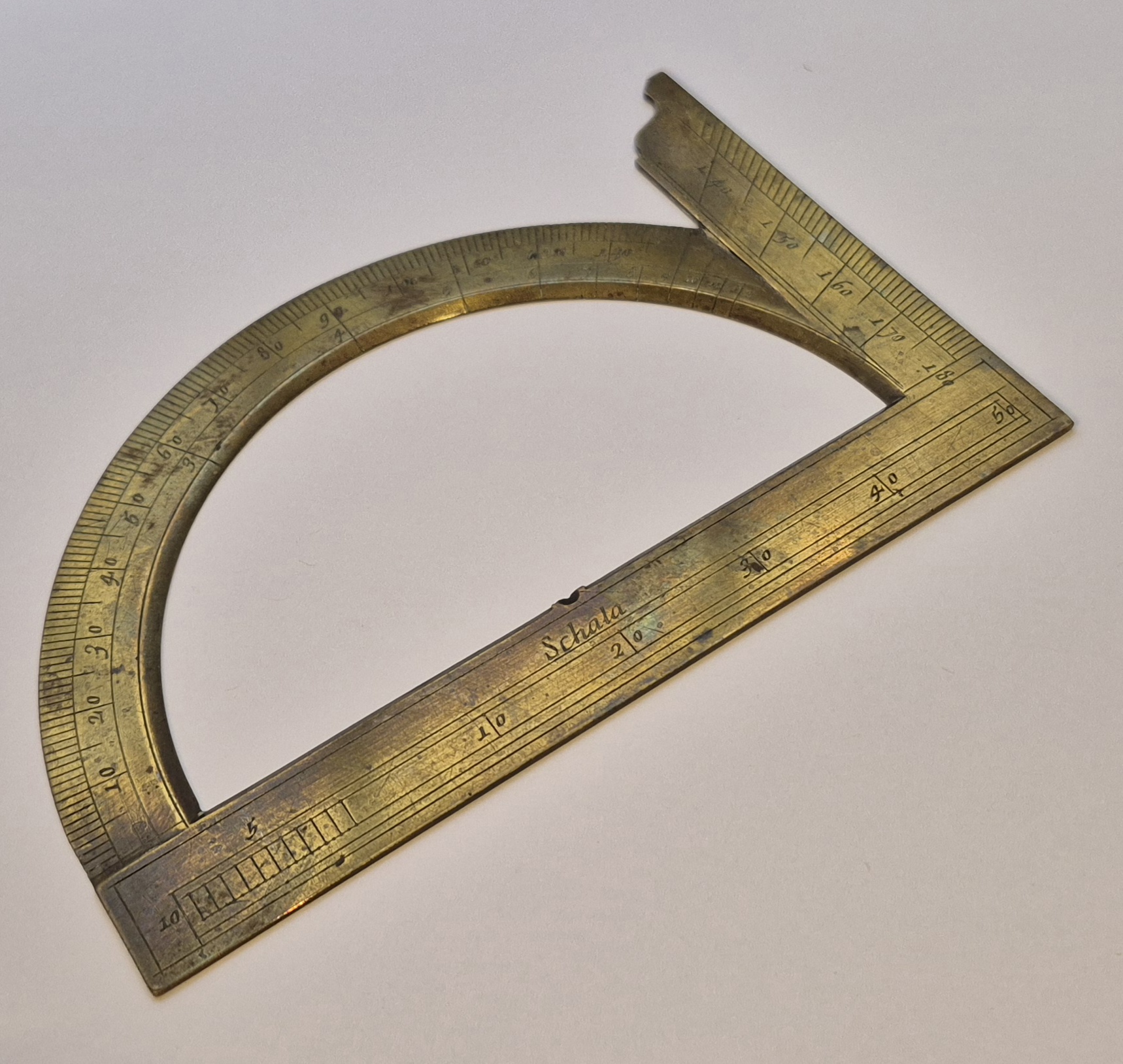 An Italian Lusverg-type brass protractor, circa 1700
