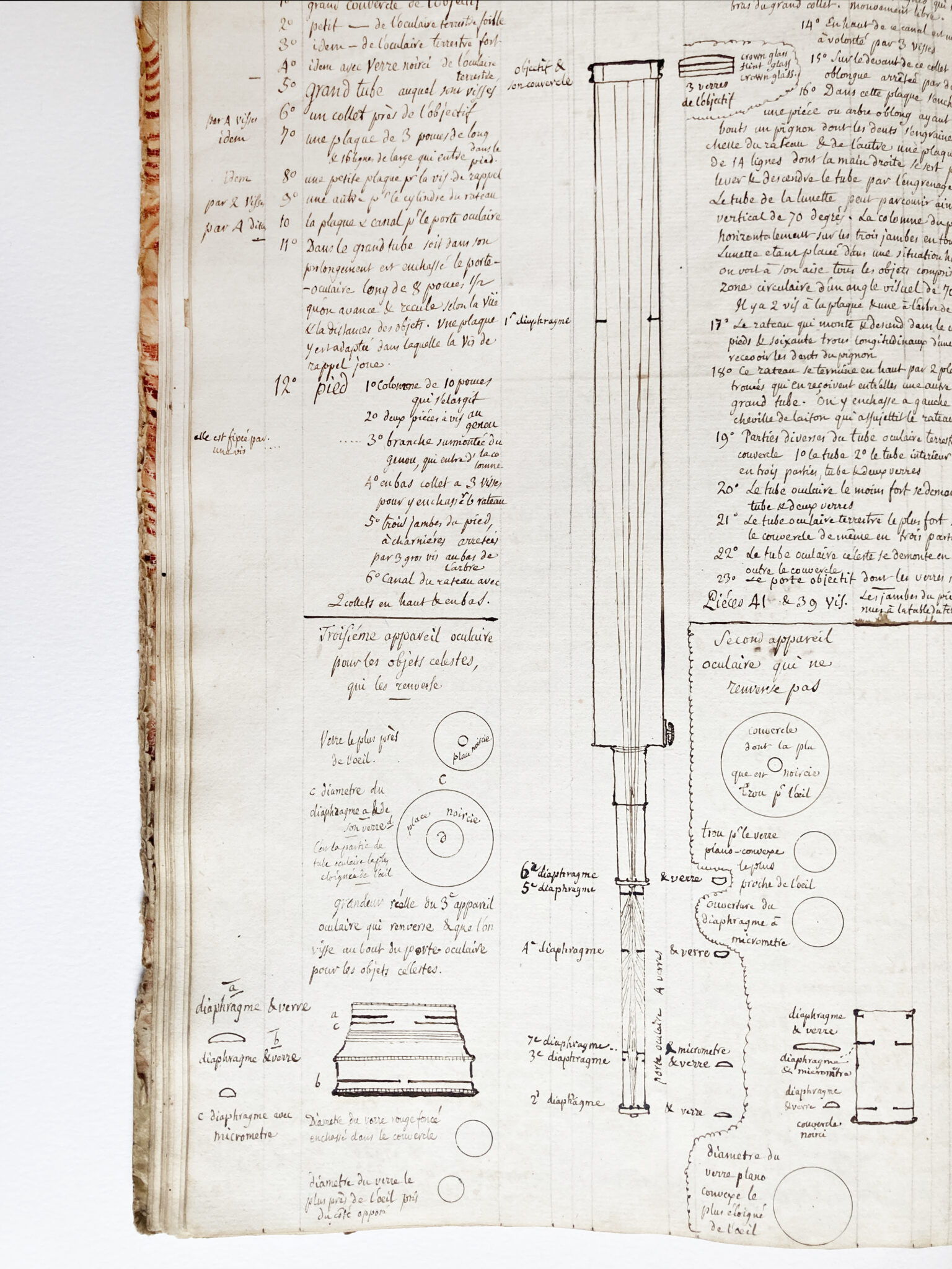 IMPORTANT CONTEMPORARY MS ACCOUNT OF RAMSDEN’S TELESCOPE EYEPIECE