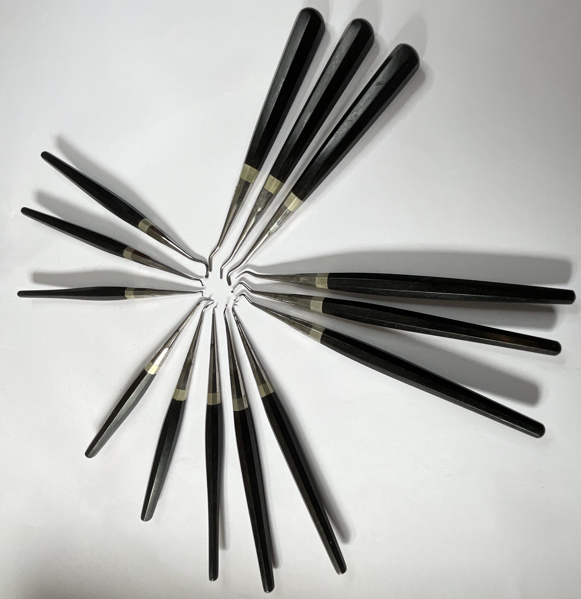 A set of fourteen 19th century dental instruments