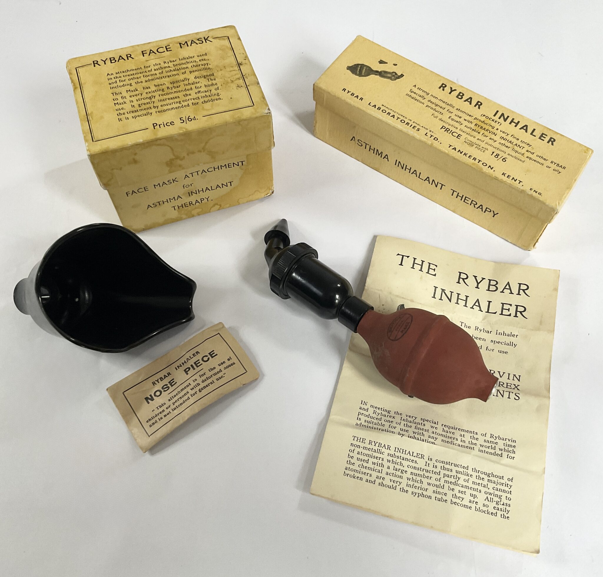 Vintage medical inhaler and facemask.