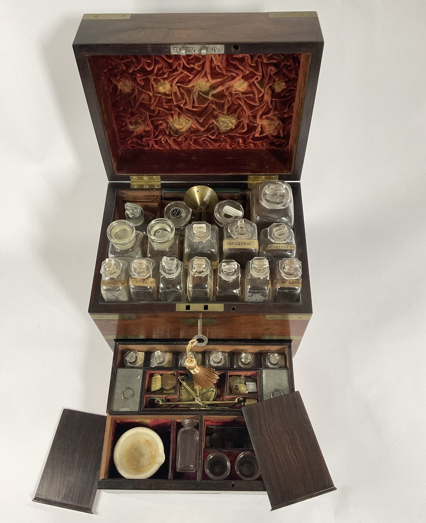 Georgian apothecary case or medicine box complete with contents and accessories, c 1820.