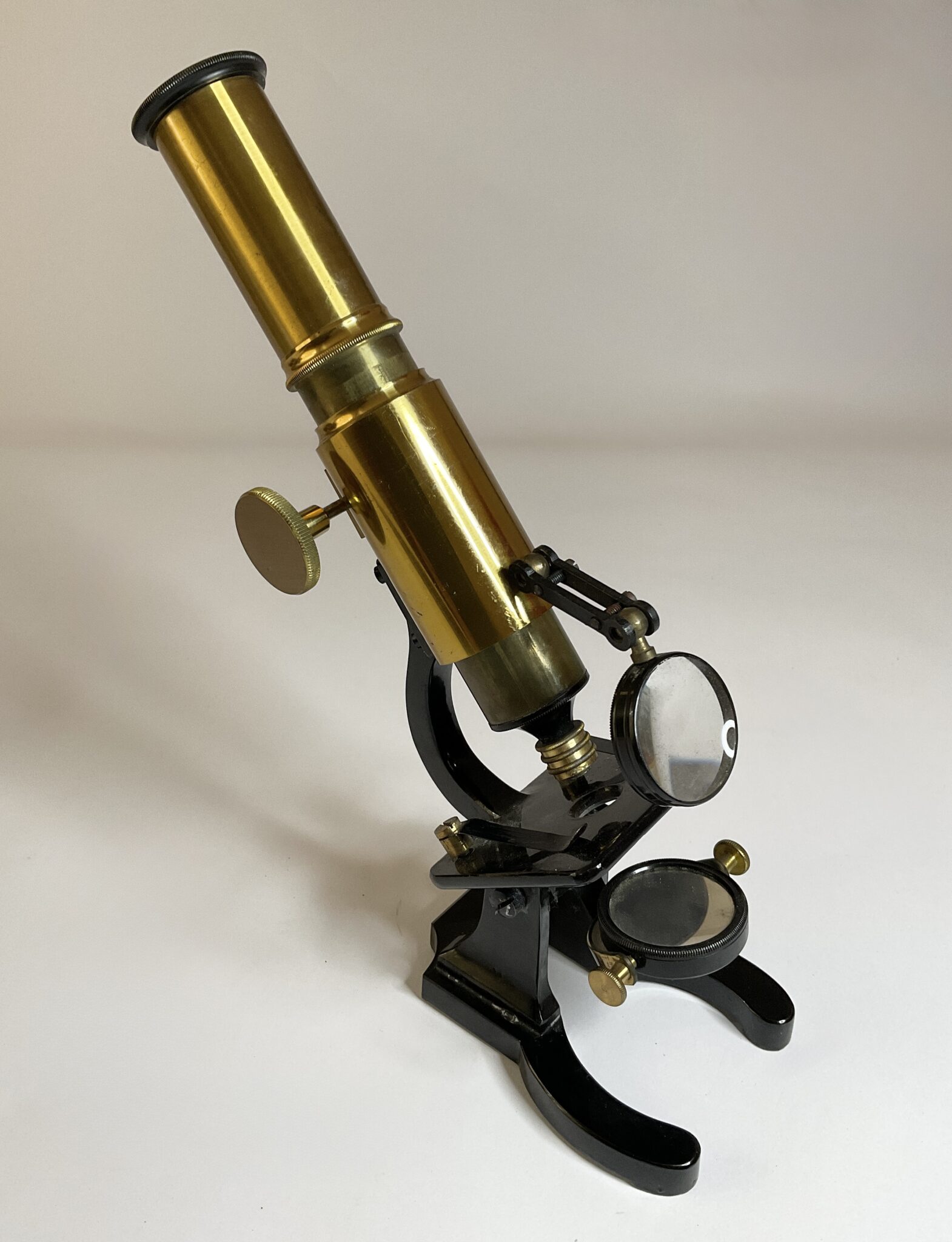 Small antique brass microscope c1900. Medical scientific.