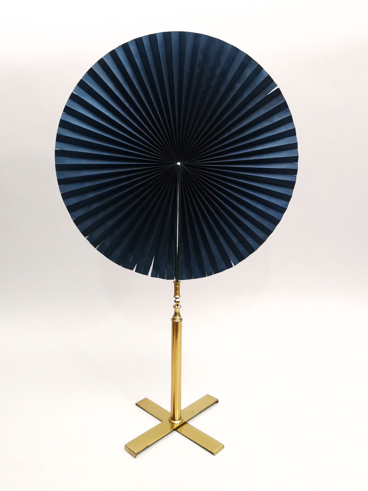 English 19th century beautiful and rare candle blue silk fan screen light shade by C.W. Dixey”