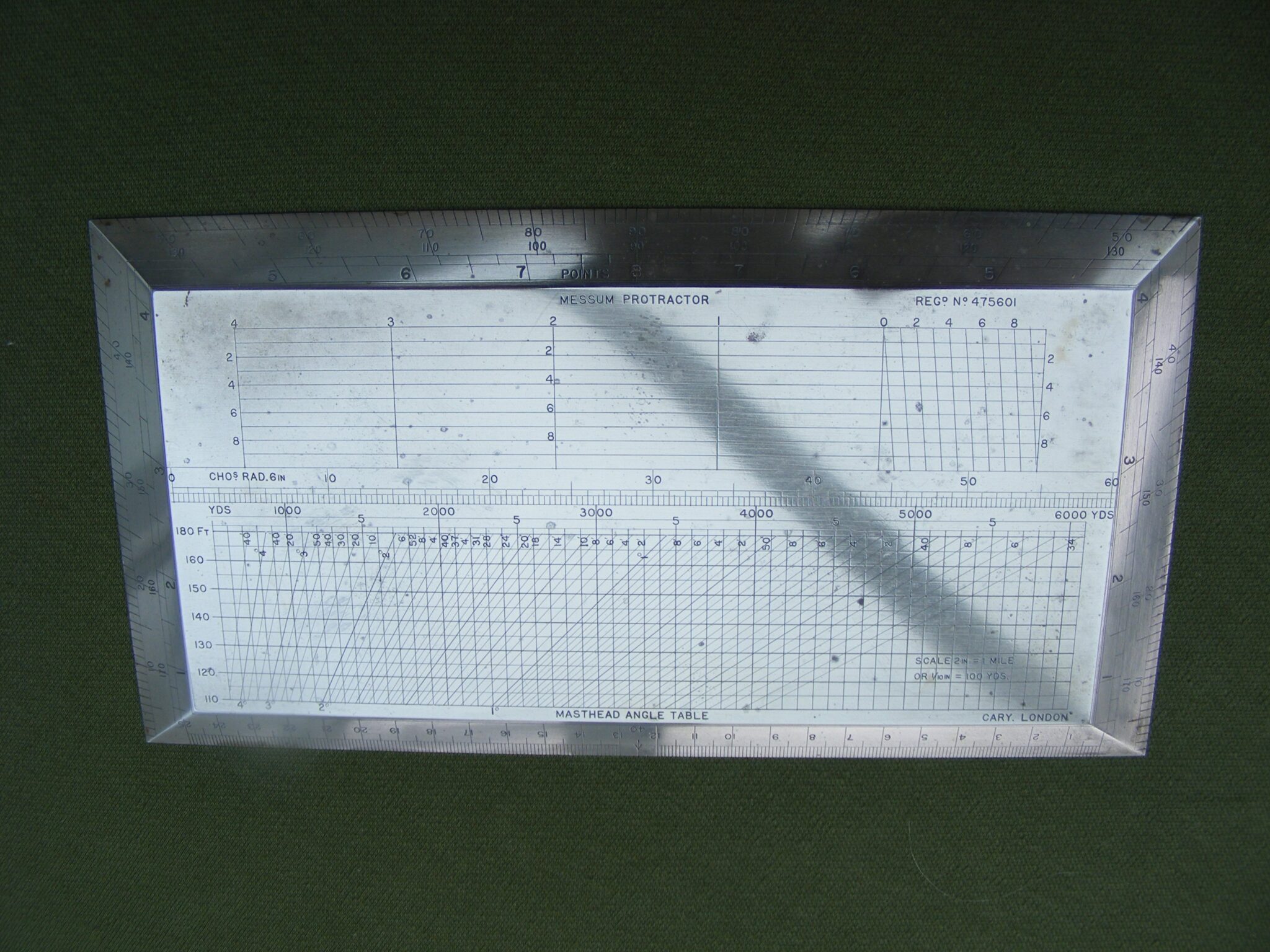 FINE MESSUM NAUTICAL PROTRACTOR RULE BY CARY