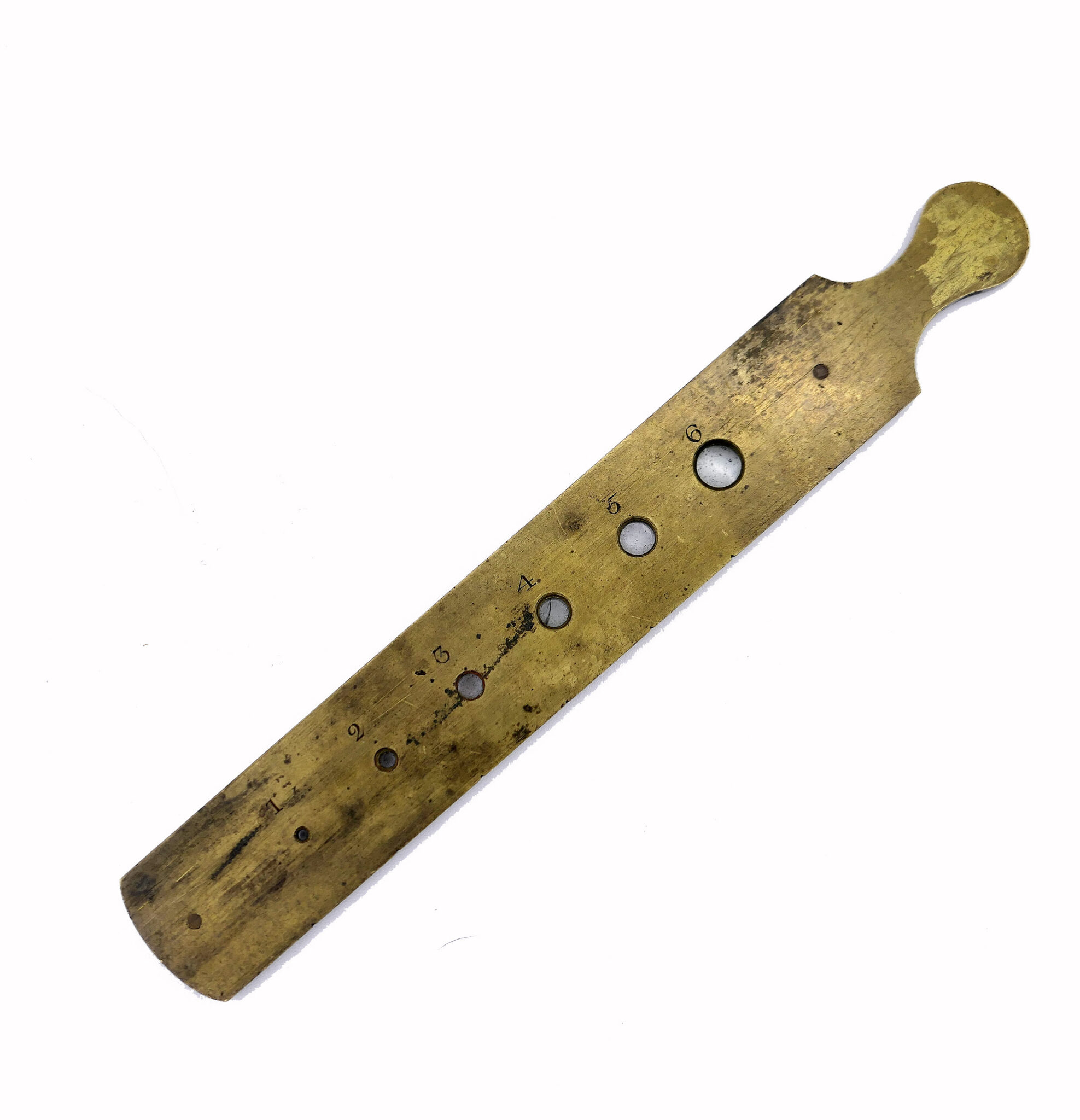 A rare 18th-century microscope magnification slider with five magnifications in complete condition.