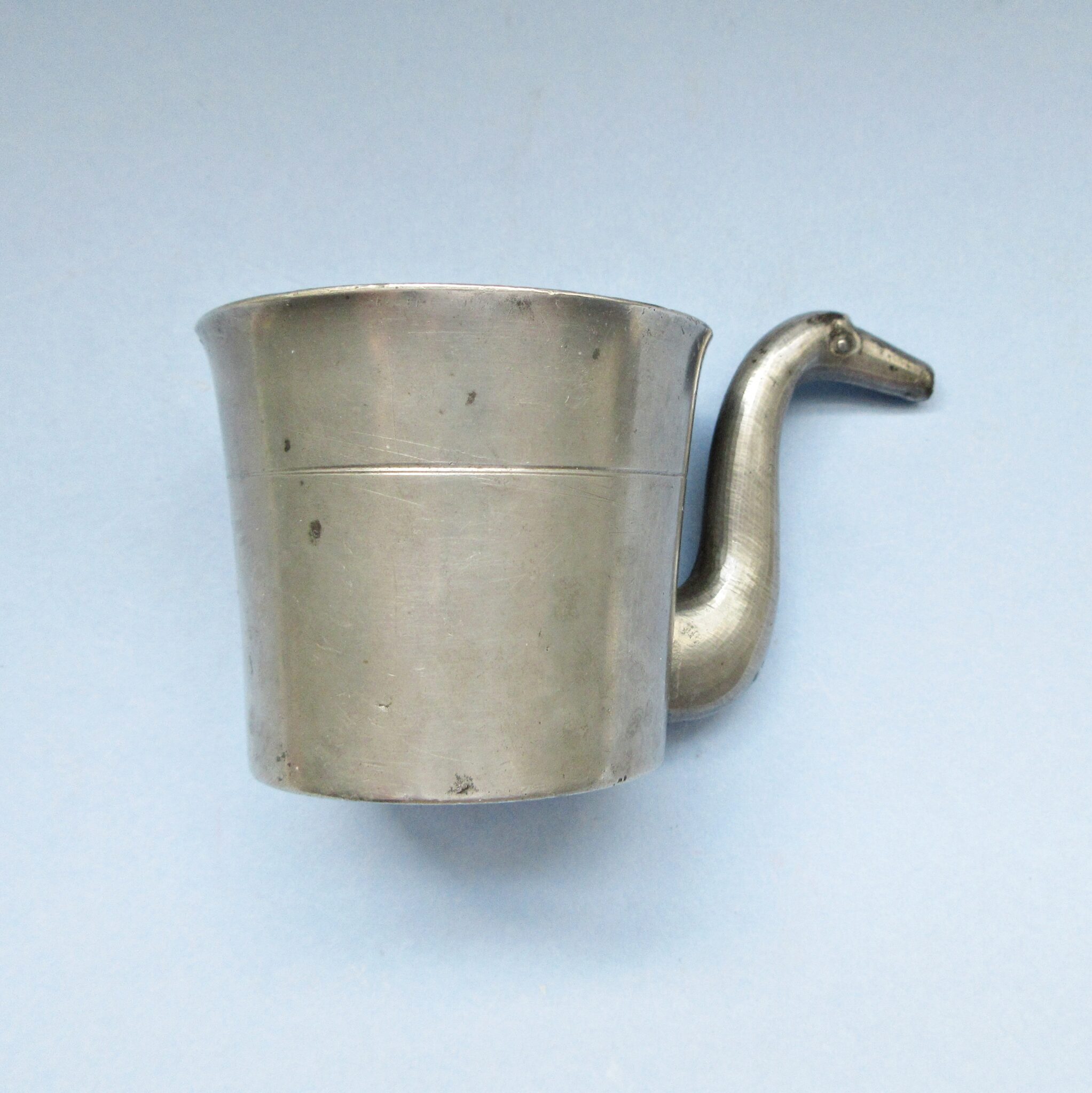 Rare 19th-Century Swan’s-Neck Pewter Infant/Sick Feeder