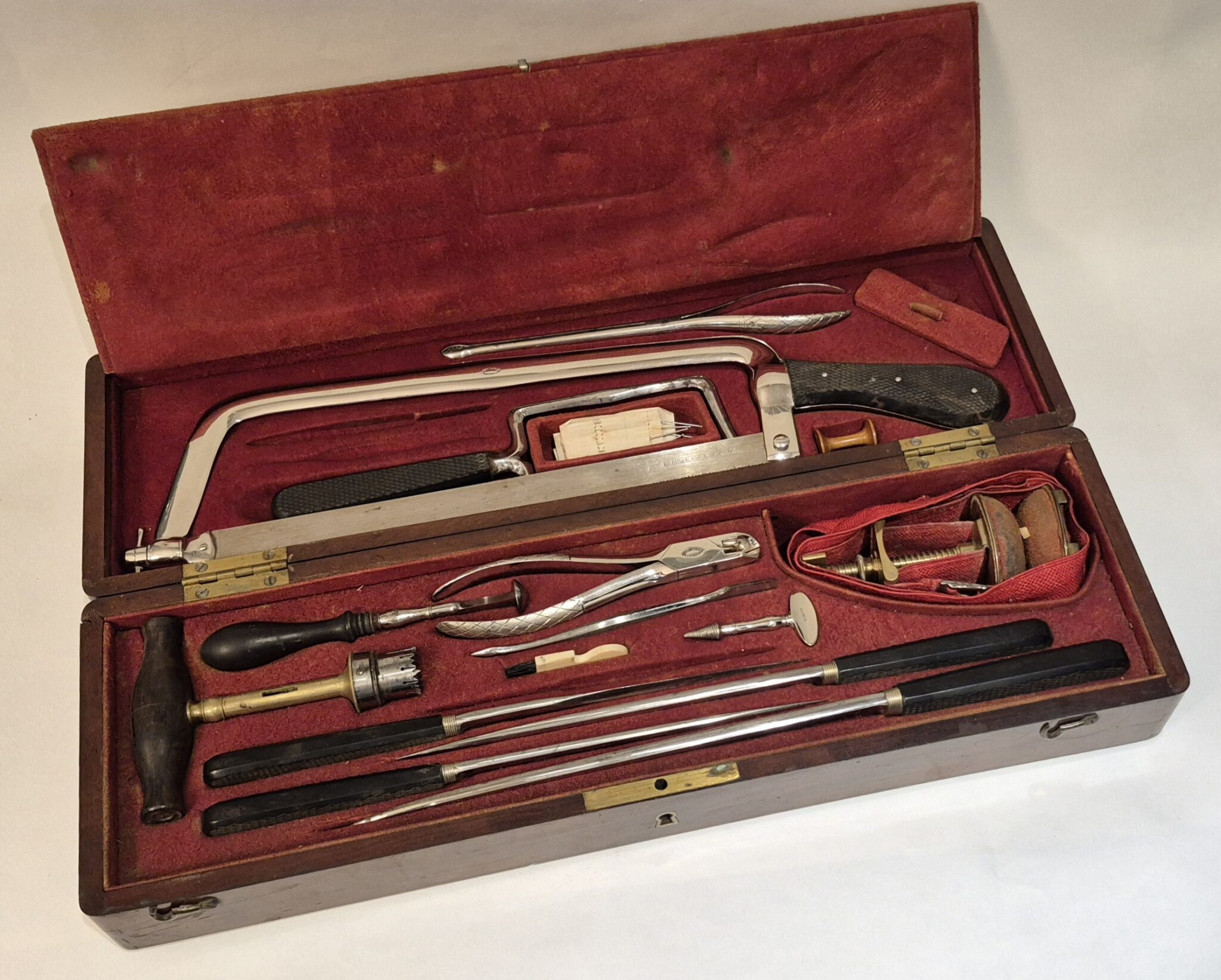 A Belgium surgical set for amputation, trepanation with bullet extractor by Bonneels, c. 1840