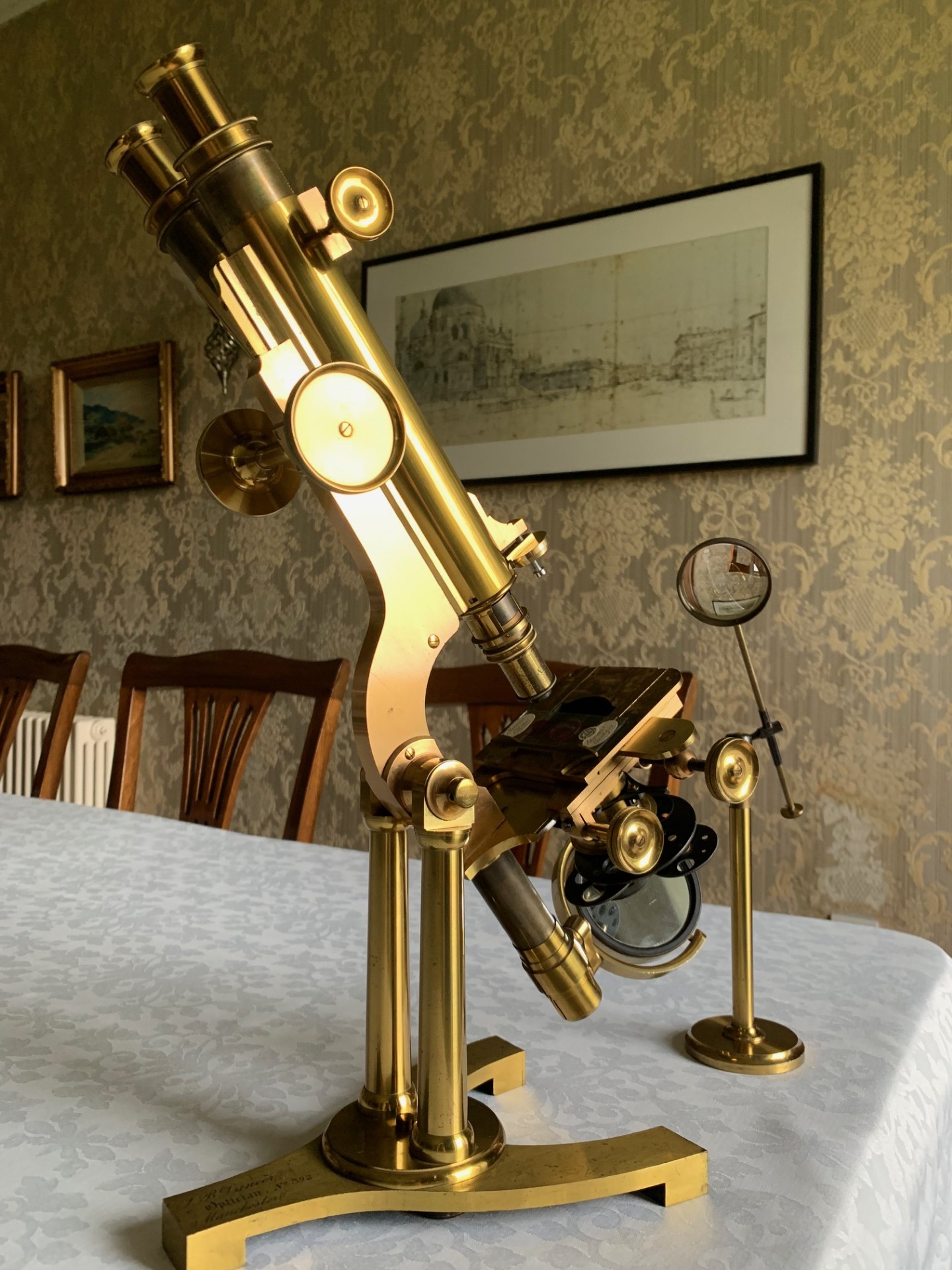 SOLD – Antique Best No. 1 Wenham Binocular Microscope John Benjamin Dancer c1875, Cased