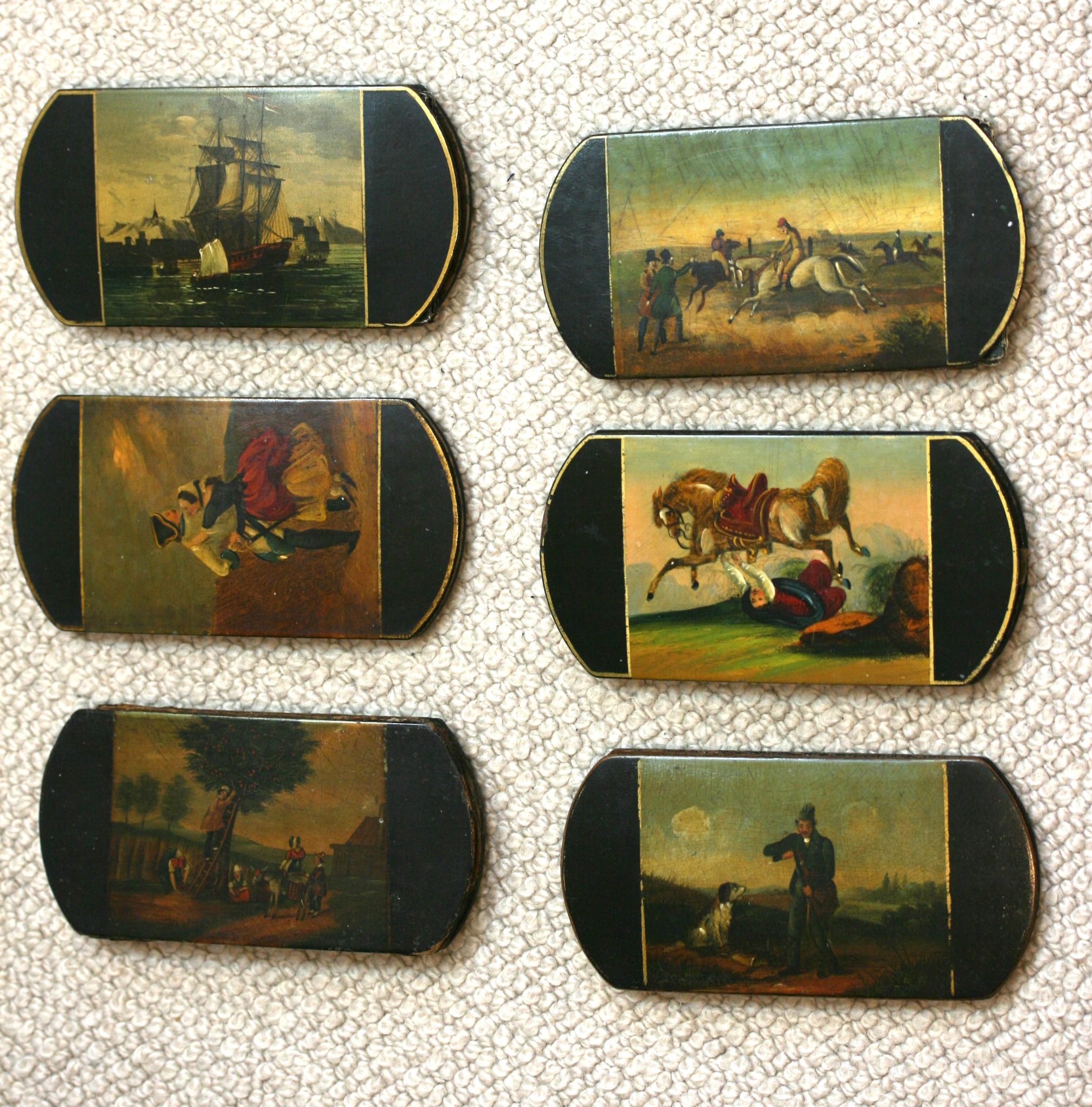 6 x PAINTED EACH SIDE SPECTACLES CASE C1830 GOOD COND. GOOD COND.