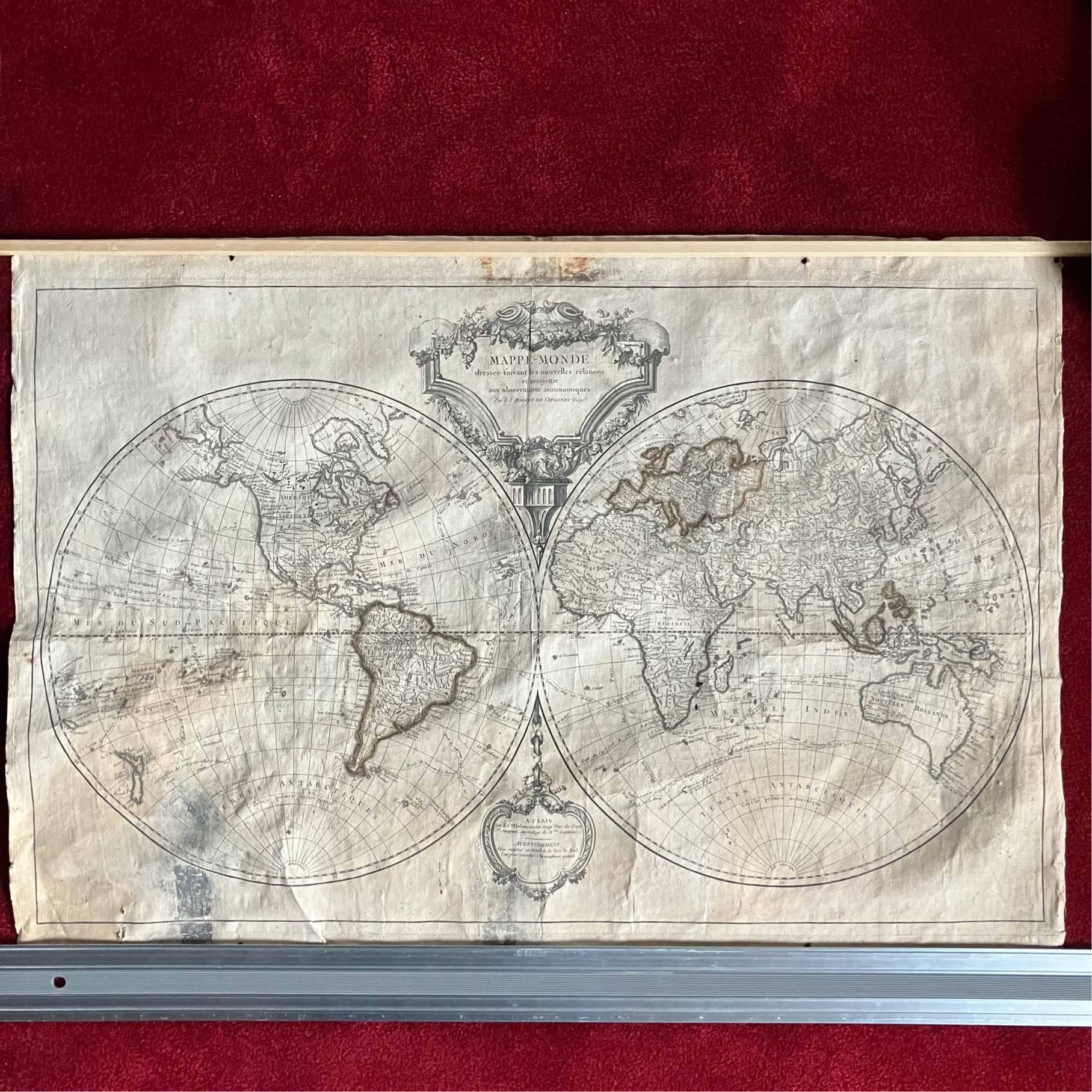 Antique World map by Robert de Vaugondy