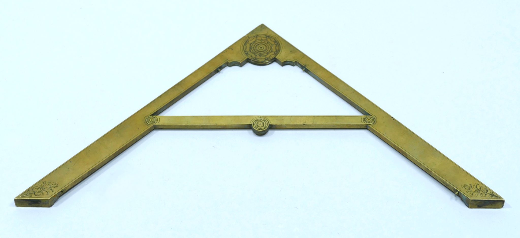Folding brass square signed Giovanni Maccari Fecit Roma dated 1667