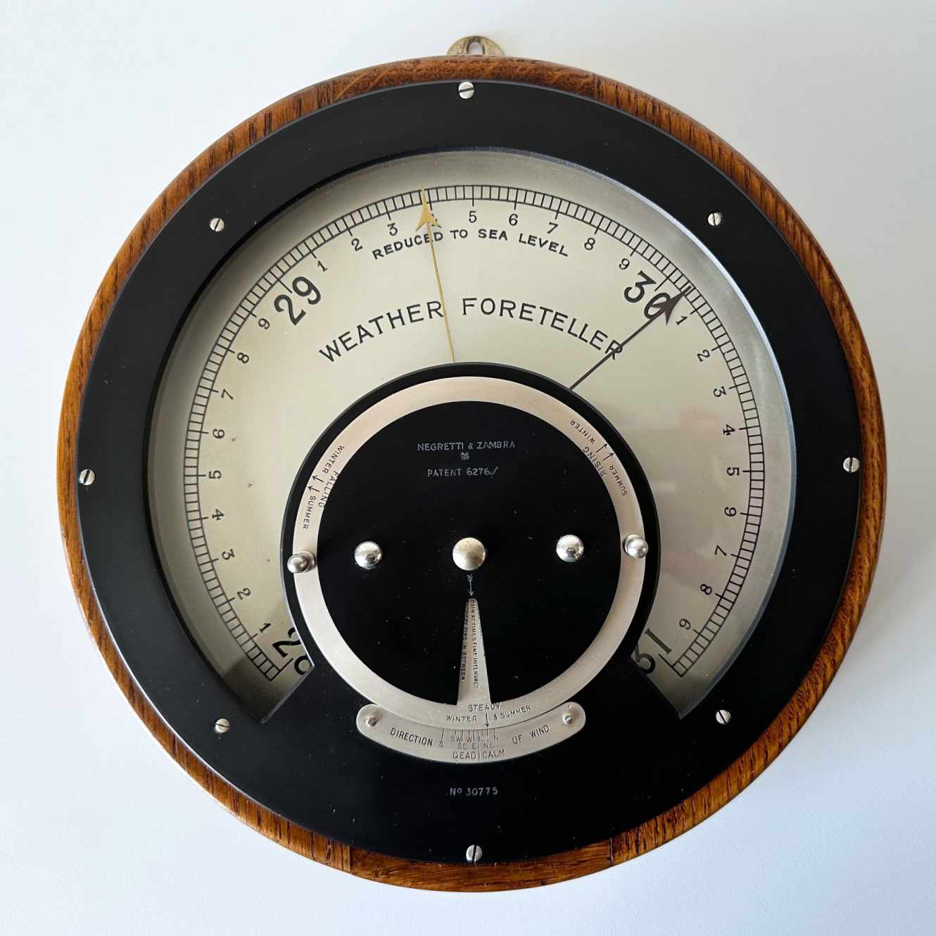 EARLY TWENTIETH CENTURY WEATHER FORETELLER ANEROID BAROMETER BY NEGRETTI & ZAMBRA Weather Foreteller by Negretti & Zambra 1 EARLY TWENTIETH CENTURY WEATHER FORETELLER ANEROID BAROMETER BY NEGRETTI & ZAMBRA