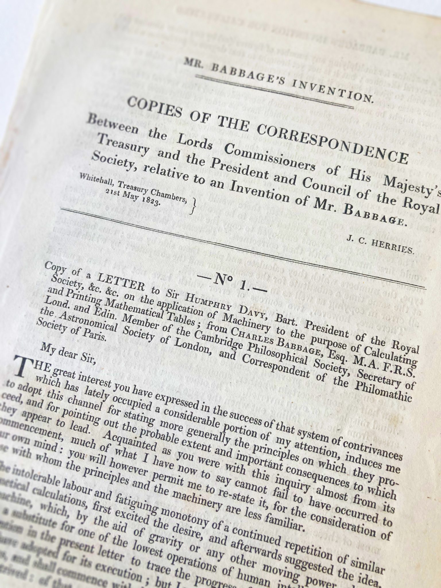 BABBAGE’S DIFFERENCE ENGINE: OFFPRINT OF THE FIRST EVER REPORT ON AUTOMATIC COMPUTING (1823)