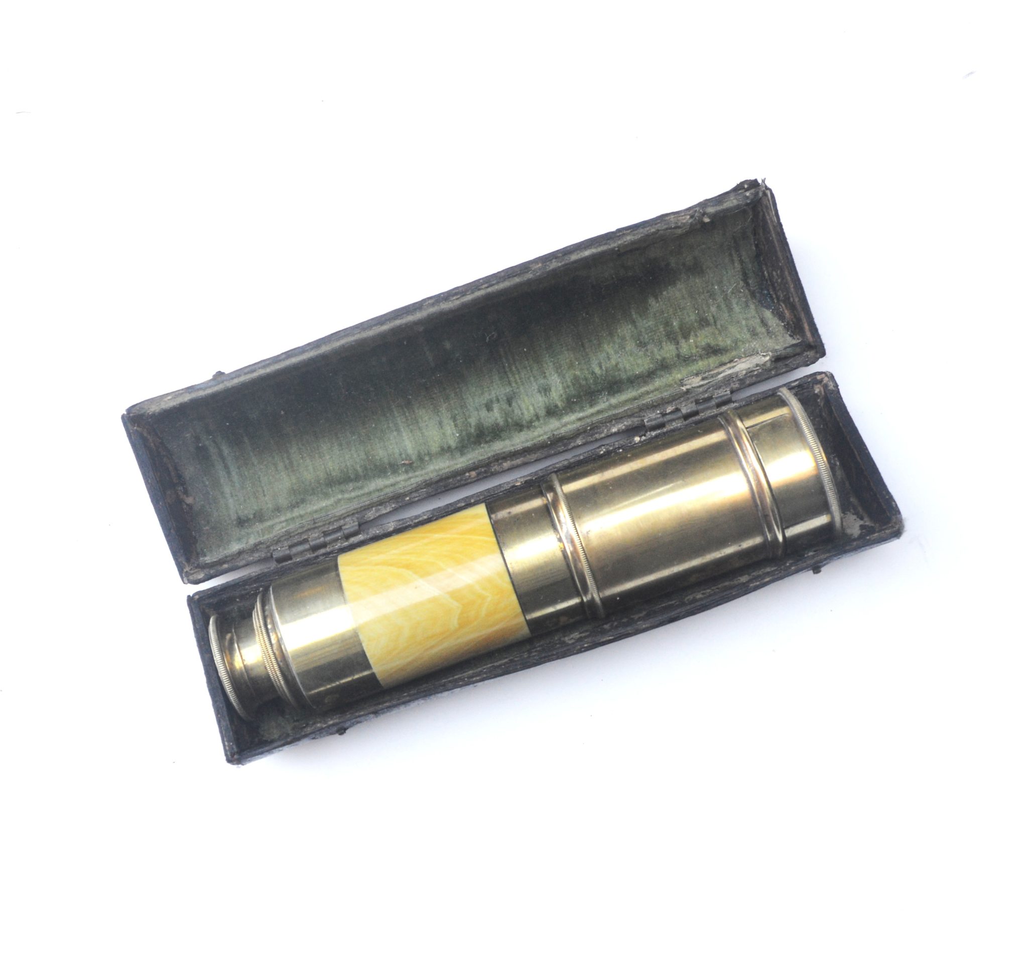 three draw telescope and case with bone barrrel.