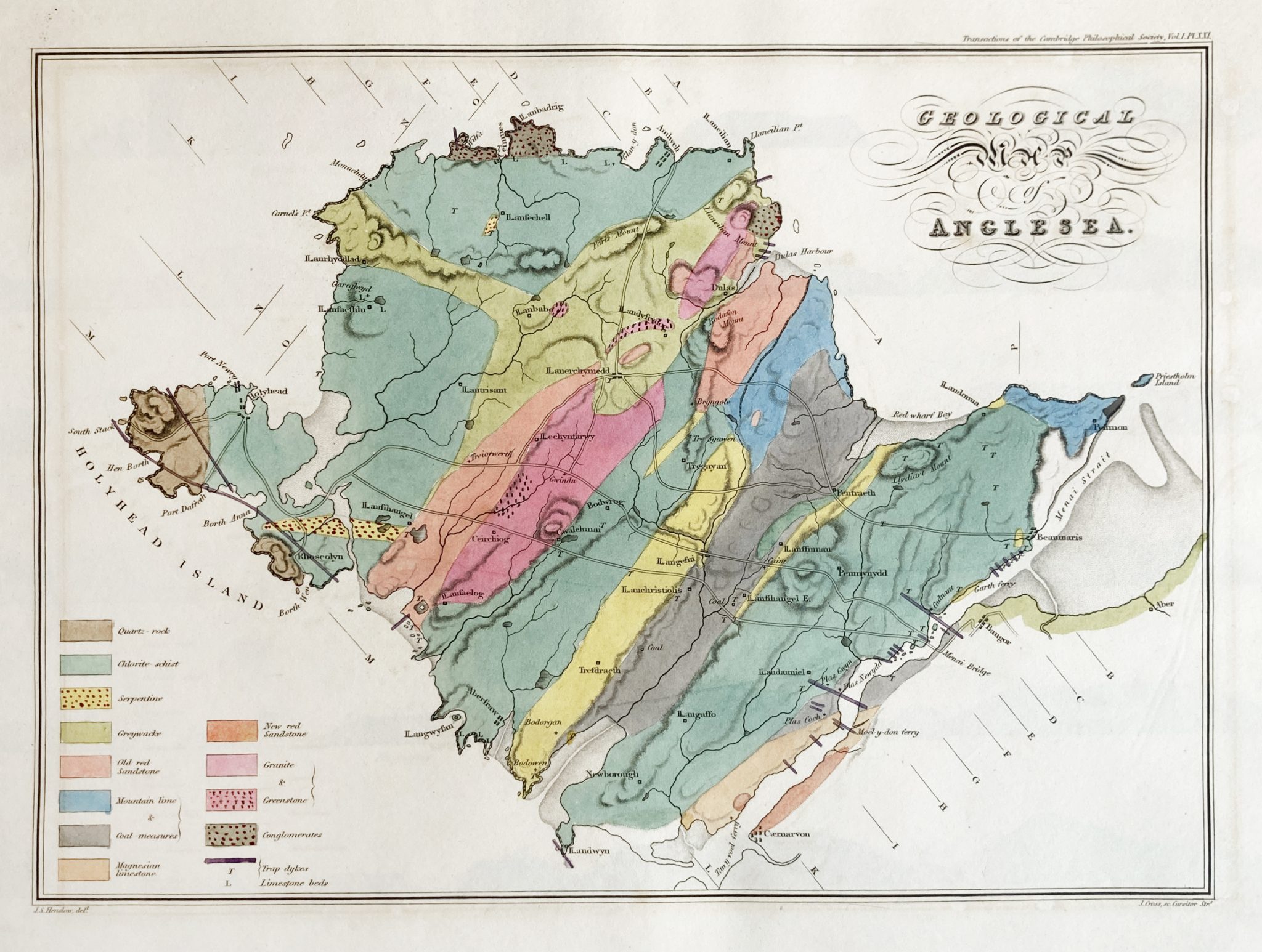 SCARCE UNFOLDED (NEVER BOUND) GEOLOGICAL MAP BY J.S. HENSLOW, 1822