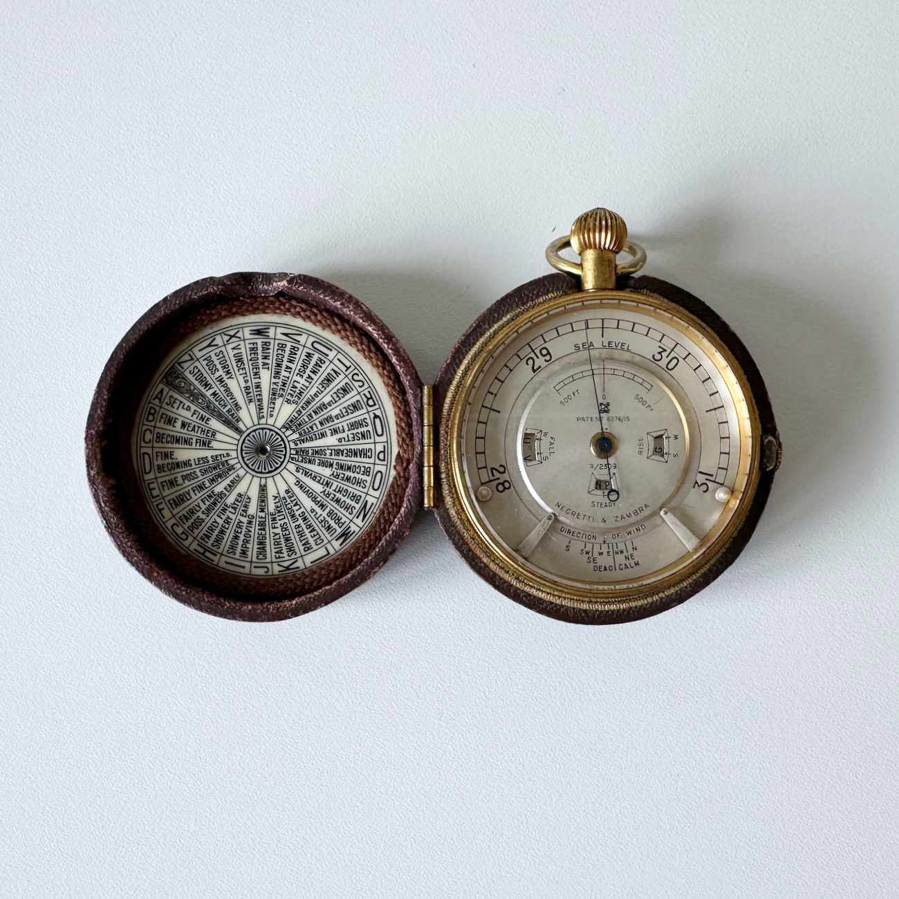 Pocket Weather Forecasting Aneroid Barometer in Original Case by Negretti & Zambra