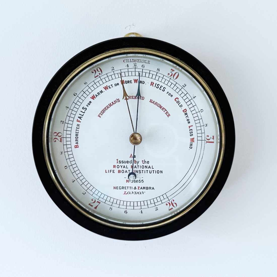 Victorian RNLI Fishermans Aneroid Barometer by Negretti & Zambra