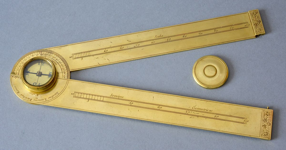 Military surveyor’s rule signed Iacobus Lusuerg Faciebat Romae dated 1677