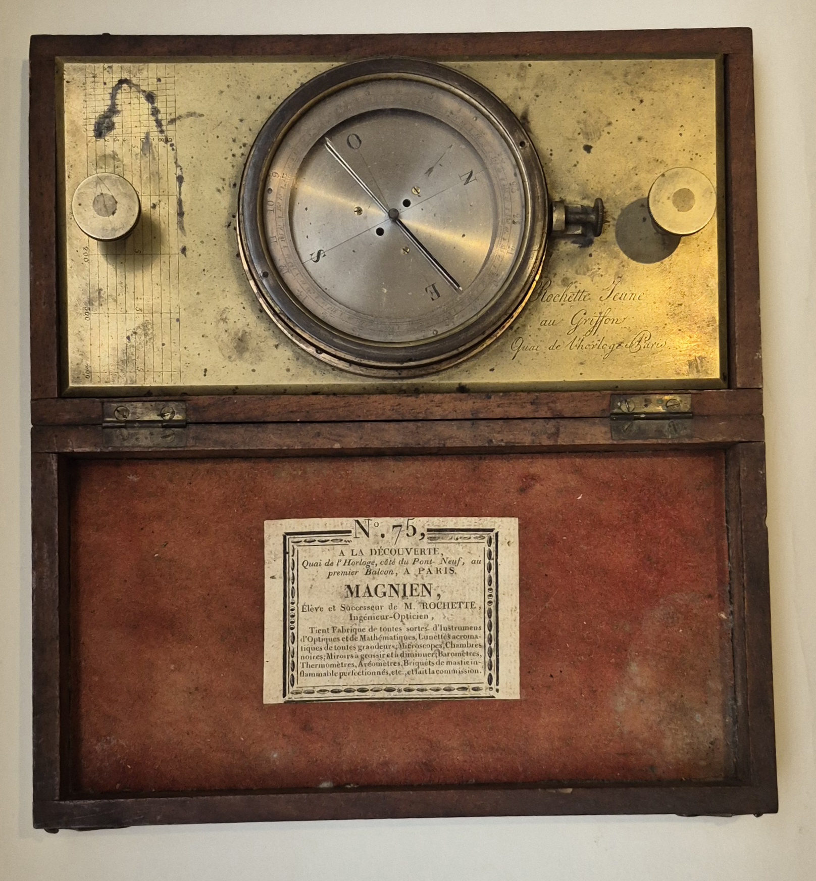 A mining compass and protractor by Rochette Jeune and retailed by Magnien, circa 1830