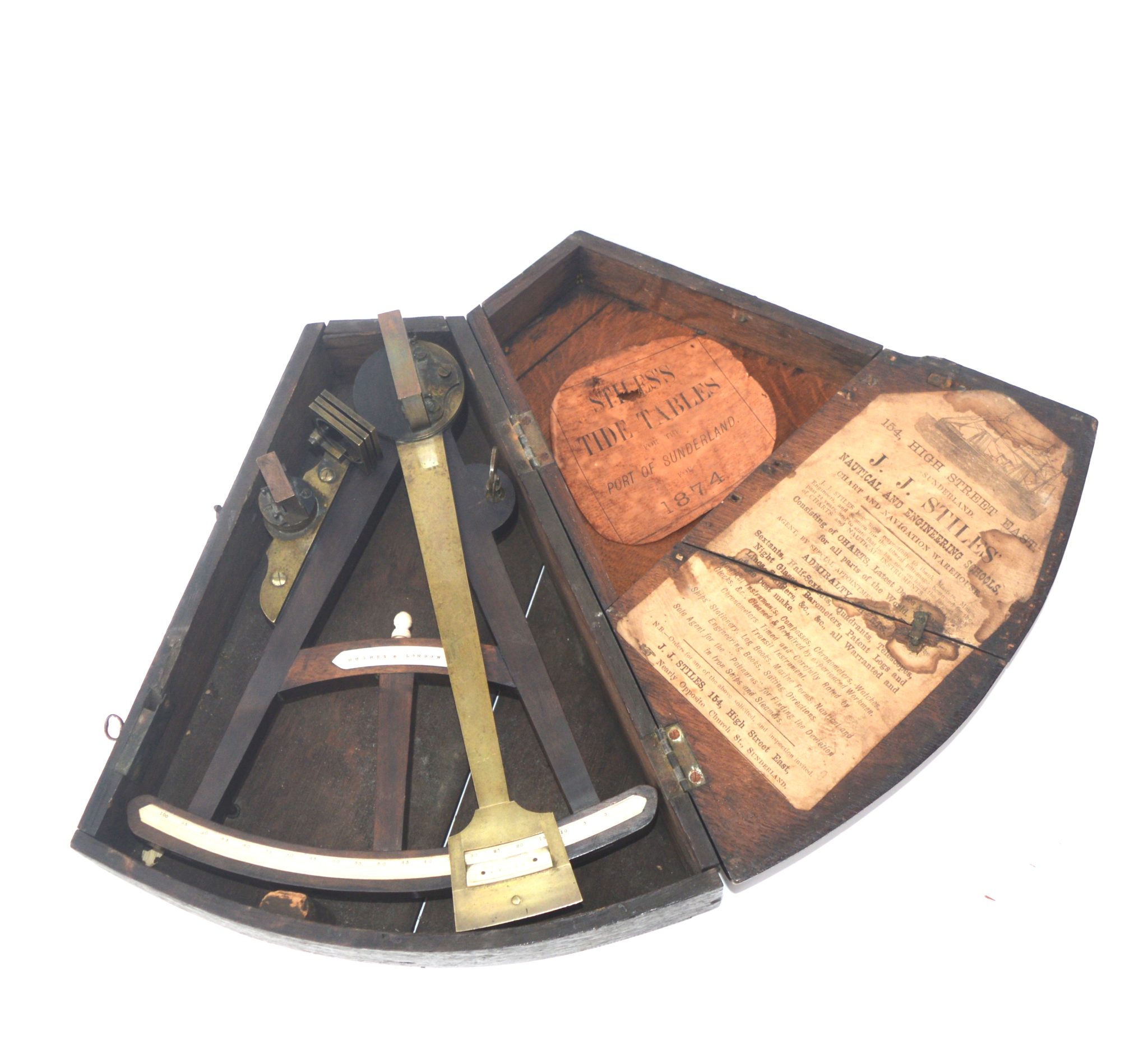 Mahogany octant in case; Hughes, London.