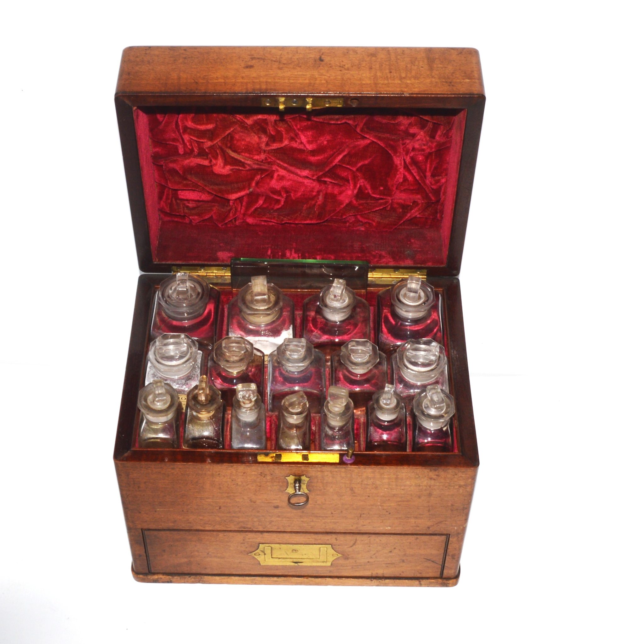 Apothecary cabinet and contents.