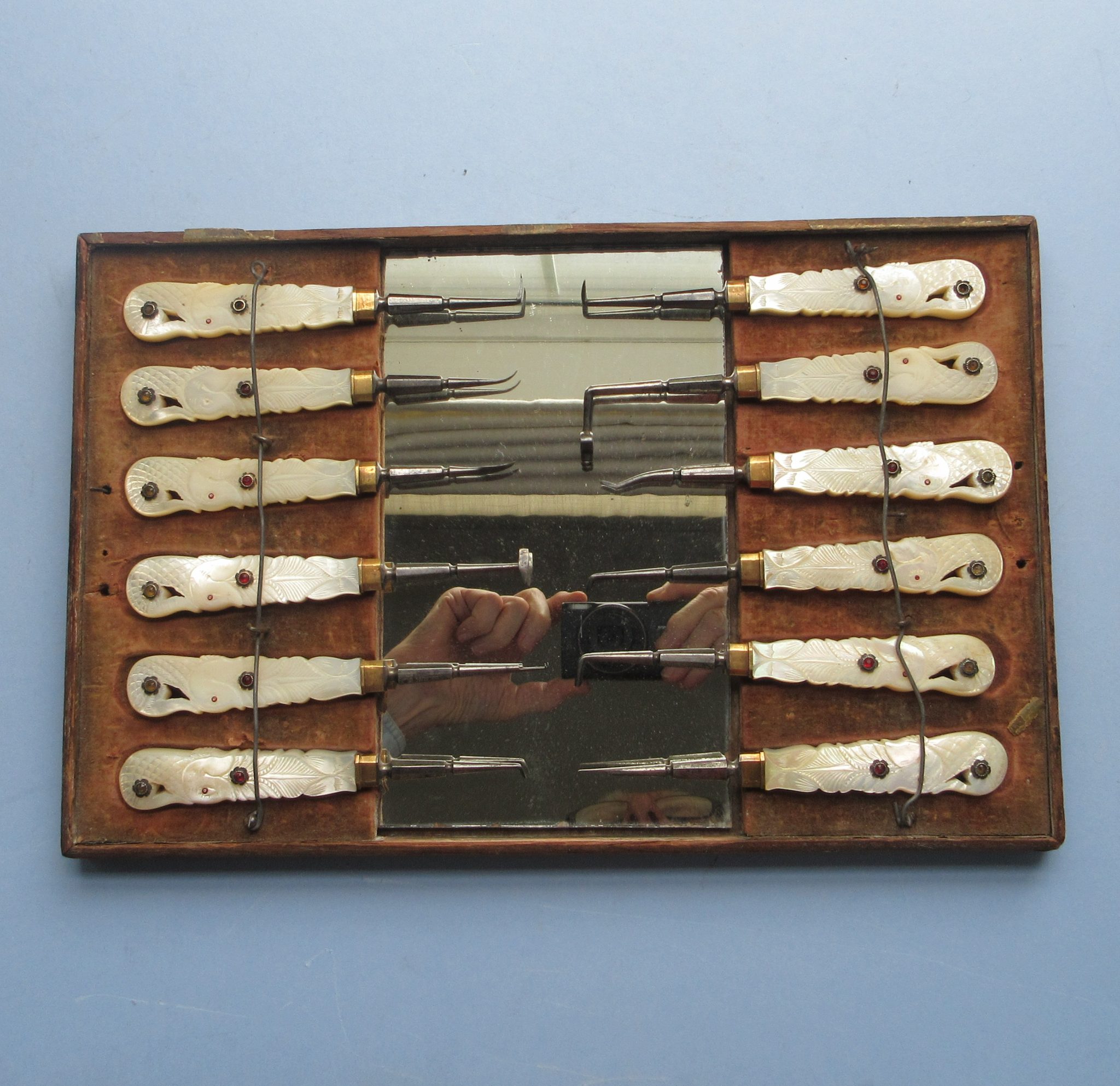 A Fine Set of MOP Dental Instruments with Dolphin Handles
